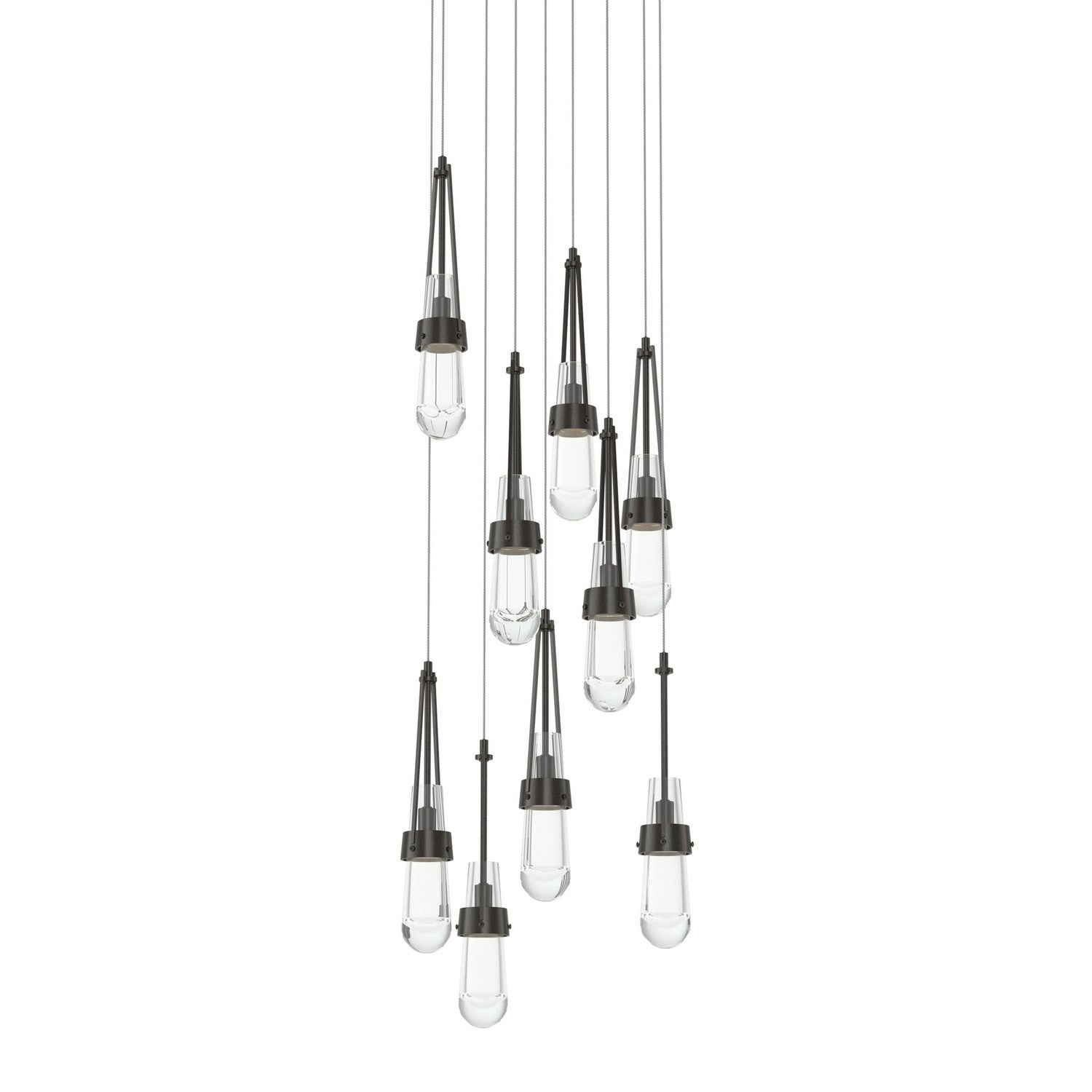 Hubbardton Forge - 131108-SKT-LONG-14-ZM0434 - Link 9-Light Clear Glass Pendant - Link - Oil Rubbed Bronze
