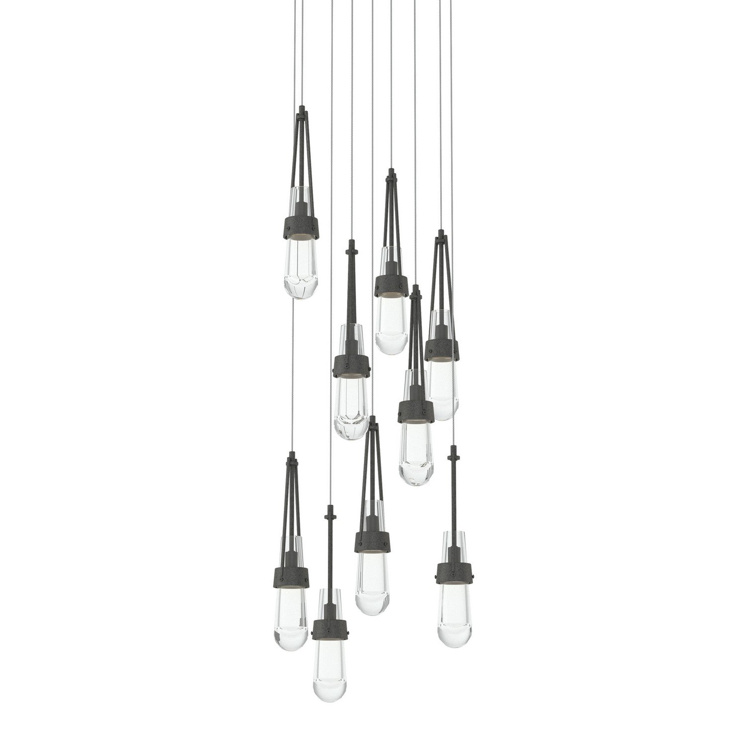 Hubbardton Forge - 131108-SKT-LONG-20-ZM0434 - Link 9-Light Clear Glass Pendant - Link - Natural Iron