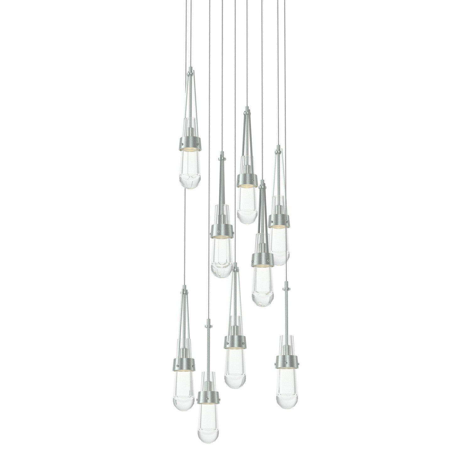 Hubbardton Forge - 131108-SKT-LONG-82-ZM0434 - Link 9-Light Clear Glass Pendant - Link - Vintage Platinum