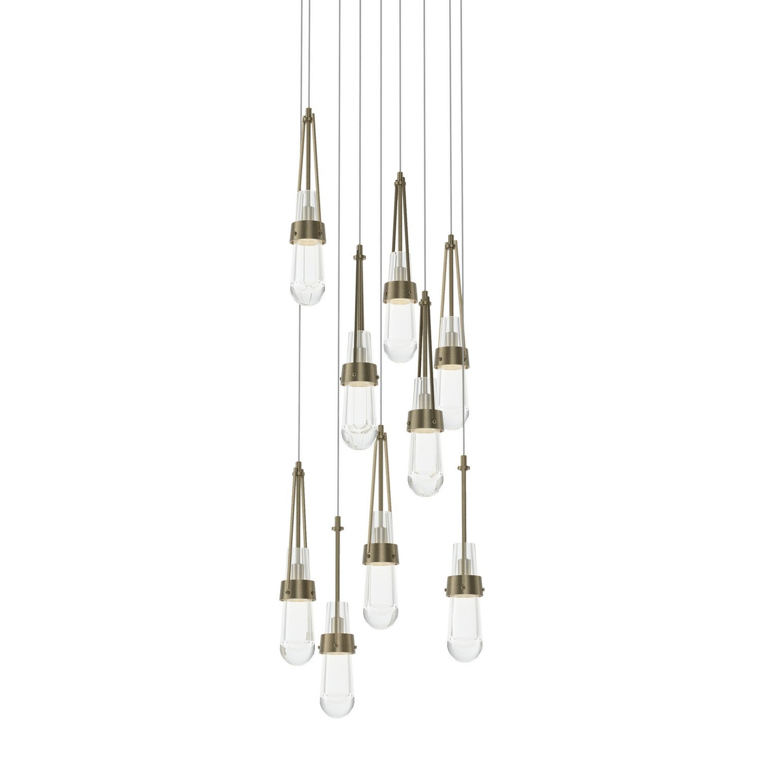 Hubbardton Forge - 131108-SKT-LONG-84-ZM0434 - Link 9-Light Clear Glass Pendant - Link - Soft Gold