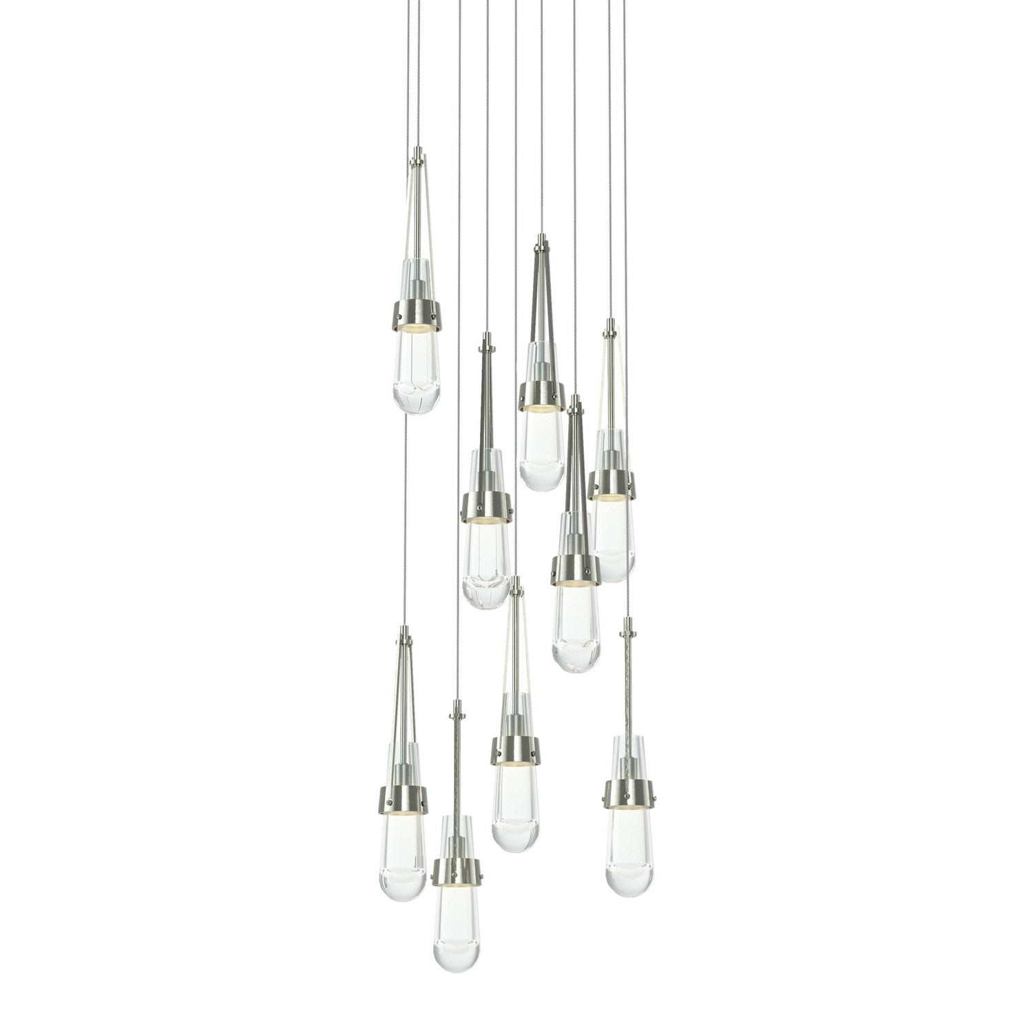 Hubbardton Forge - 131108-SKT-LONG-85-ZM0434 - Link 9-Light Clear Glass Pendant - Link - Sterling