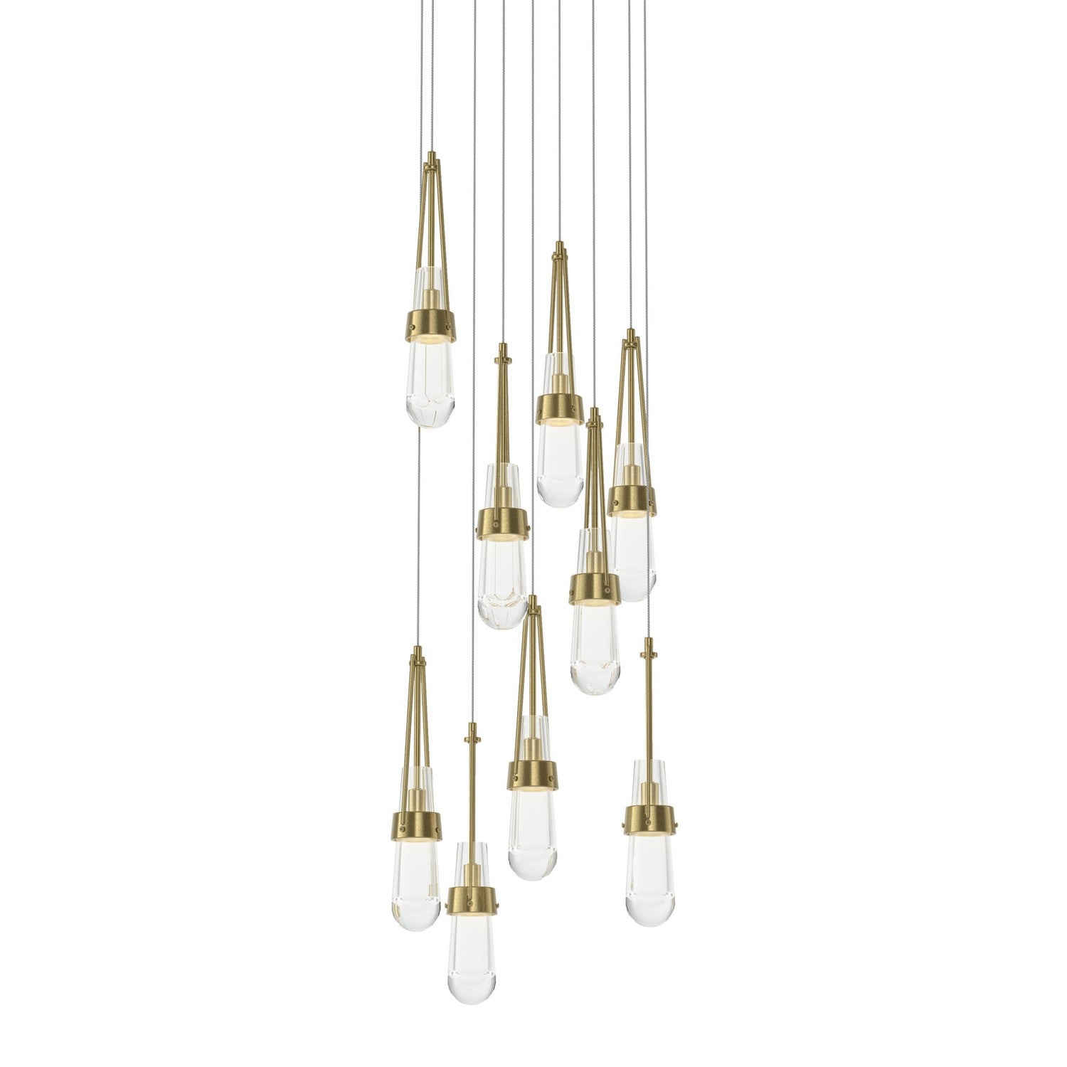 Hubbardton Forge - 131108-SKT-LONG-86-ZM0434 - Link 9-Light Clear Glass Pendant - Link - Modern Brass