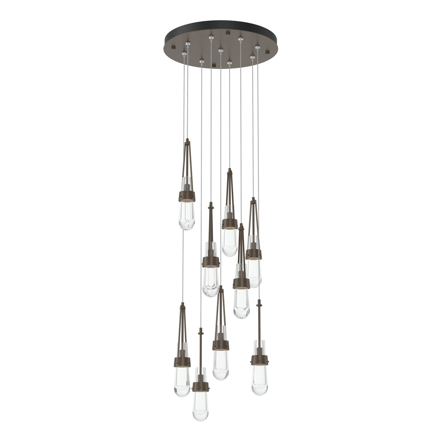 Hubbardton Forge - 131108-SKT-STND-05-ZM0434 - Link 9-Light Clear Glass Pendant - Link - Bronze