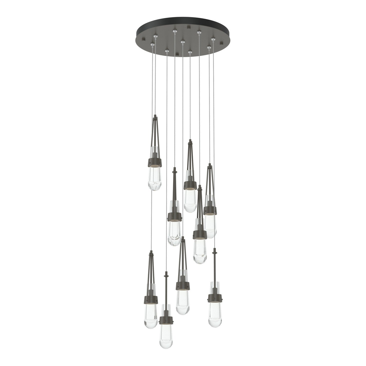 Hubbardton Forge - 131108-SKT-STND-07-ZM0434 - Link 9-Light Clear Glass Pendant - Link - Dark Smoke