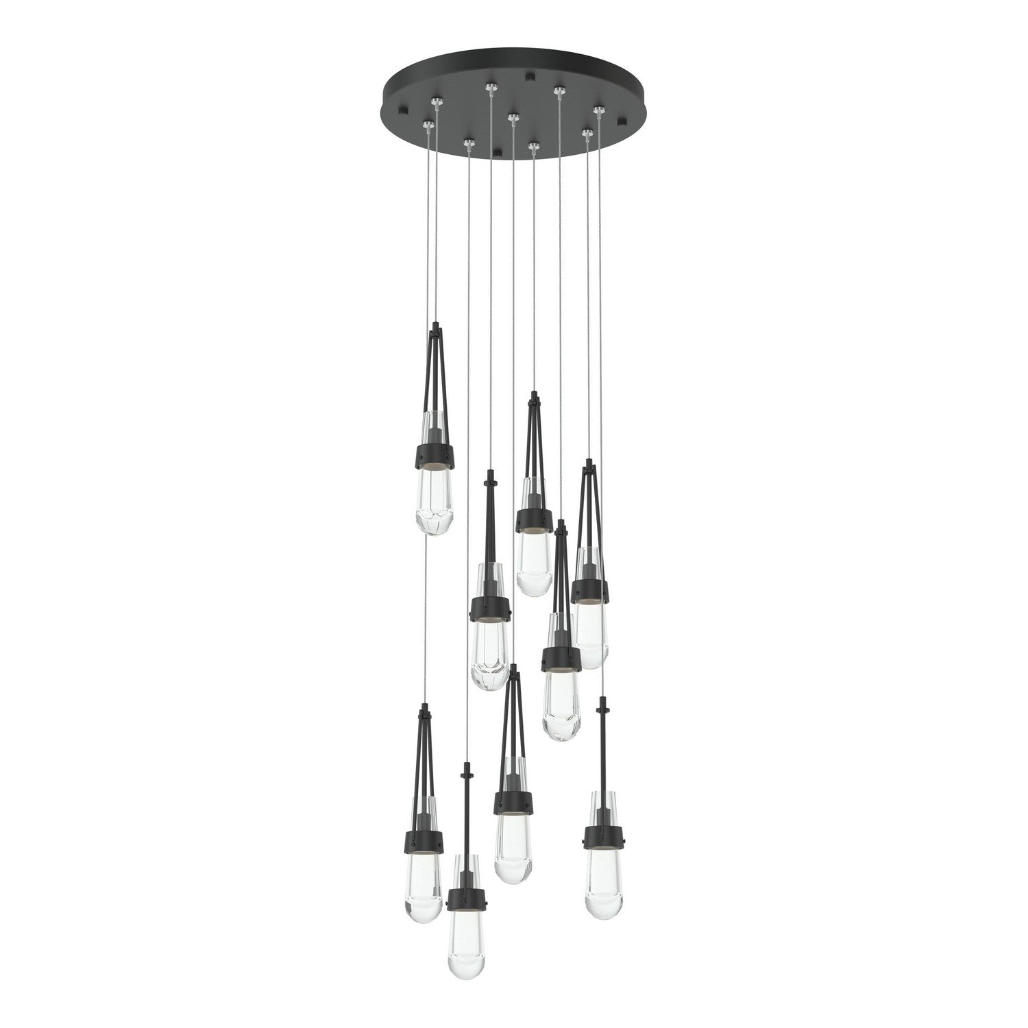 Hubbardton Forge - 131108-SKT-STND-10-ZM0434 - Link 9-Light Clear Glass Pendant - Link - Black