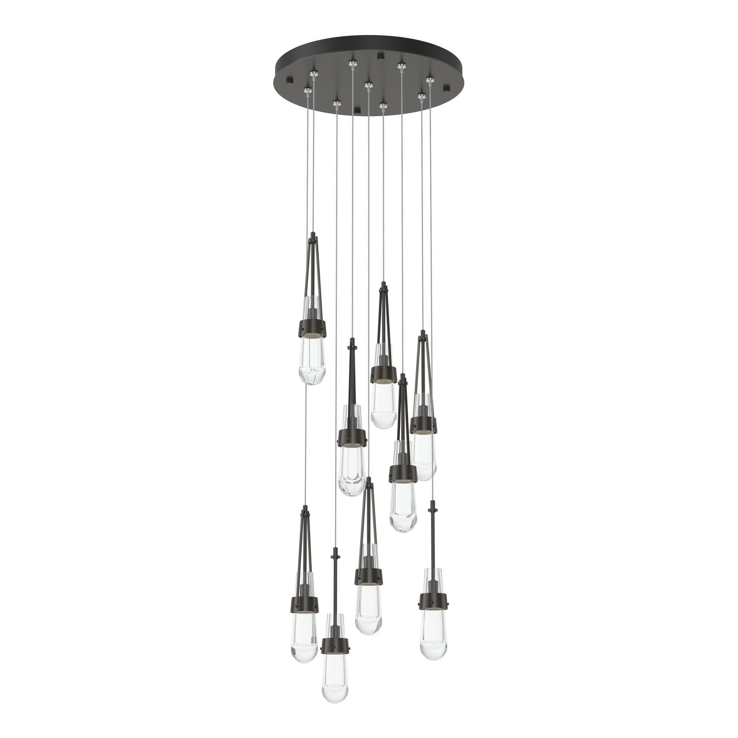 Hubbardton Forge - 131108-SKT-STND-14-ZM0434 - Link 9-Light Clear Glass Pendant - Link - Oil Rubbed Bronze