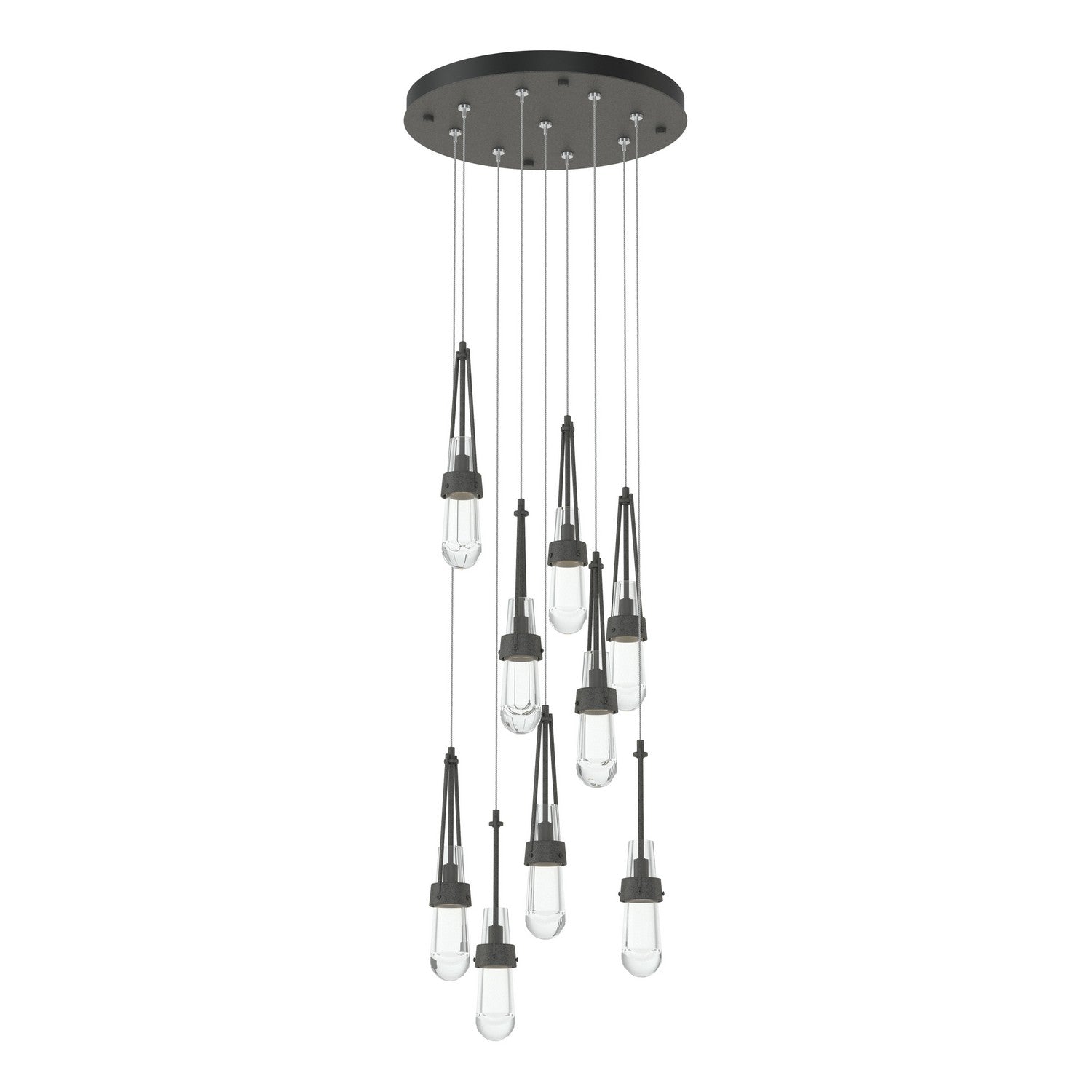 Hubbardton Forge - 131108-SKT-STND-20-ZM0434 - Link 9-Light Clear Glass Pendant - Link - Natural Iron