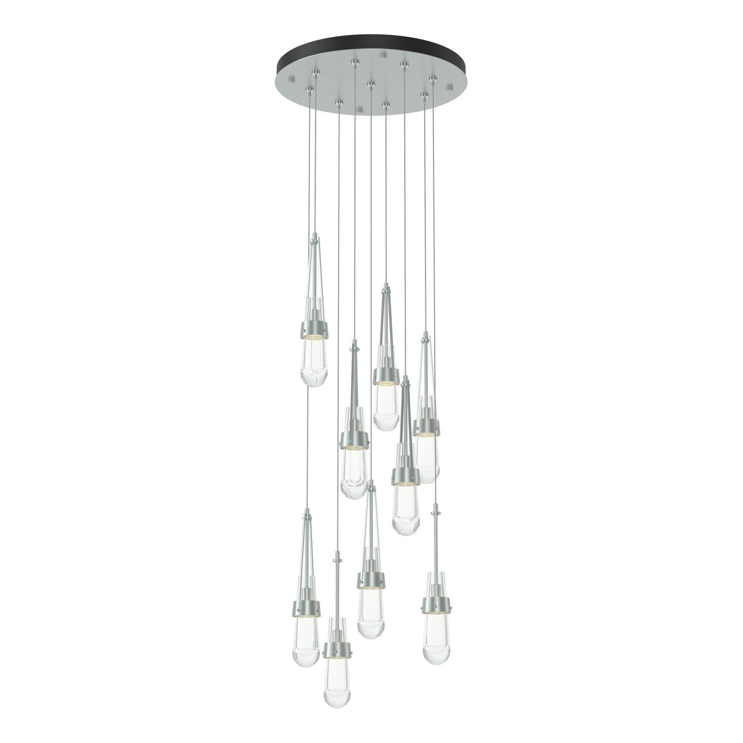 Hubbardton Forge - 131108-SKT-STND-82-ZM0434 - Link 9-Light Clear Glass Pendant - Link - Vintage Platinum