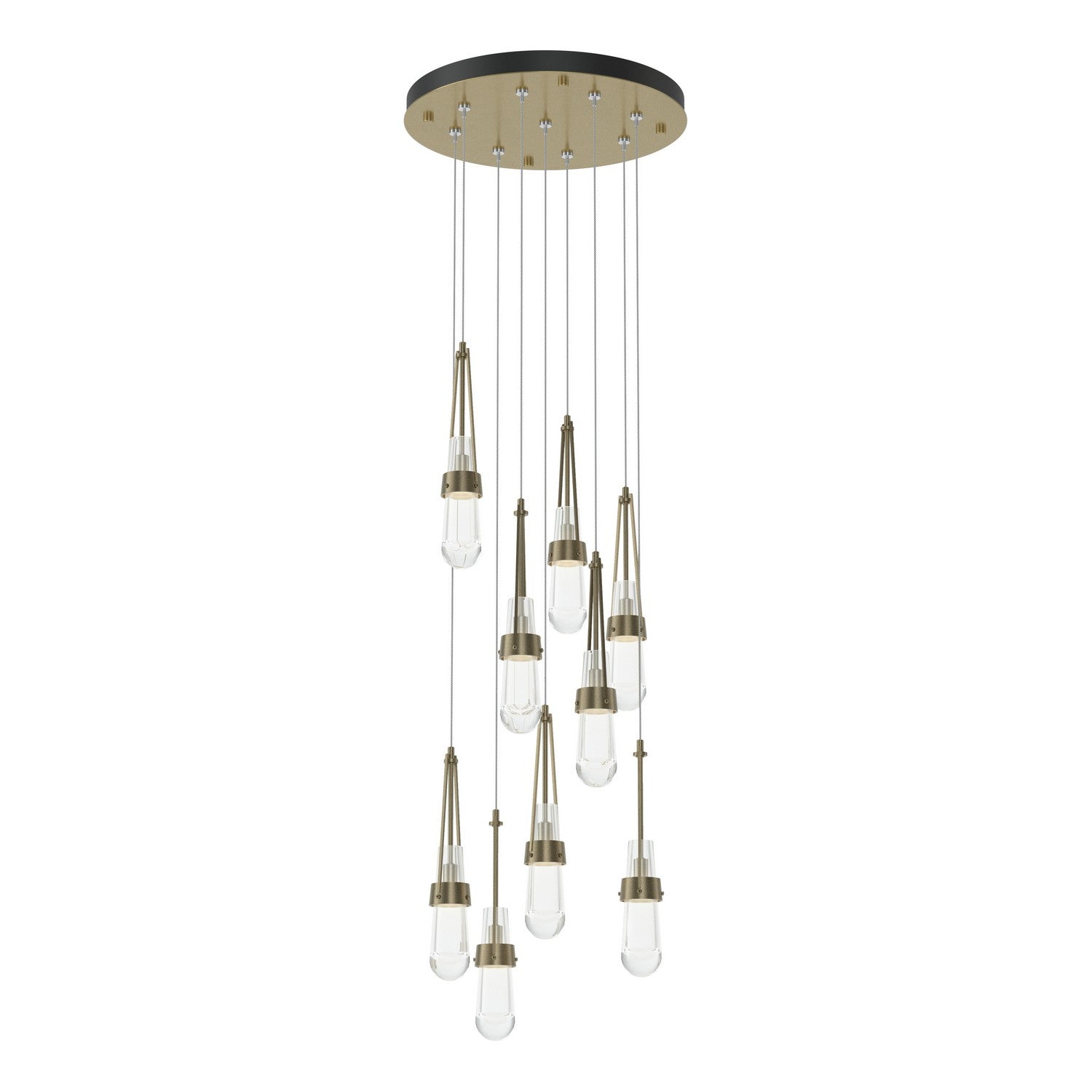 Hubbardton Forge - 131108-SKT-STND-84-ZM0434 - Link 9-Light Clear Glass Pendant - Link - Soft Gold