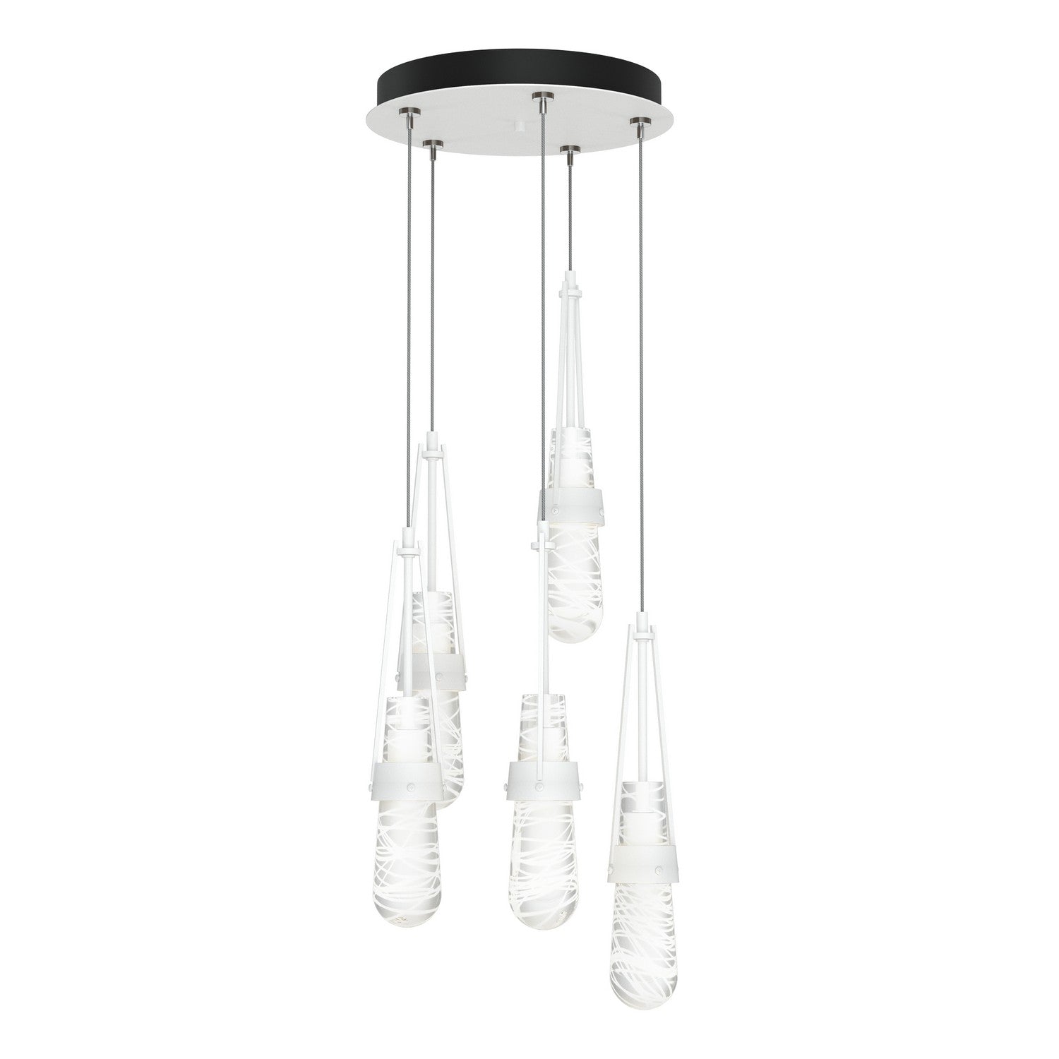 Hubbardton Forge - 131120-SKT-STND-02-YJ0434 - Link 5-Light Blown Glass Pendant - Link - White