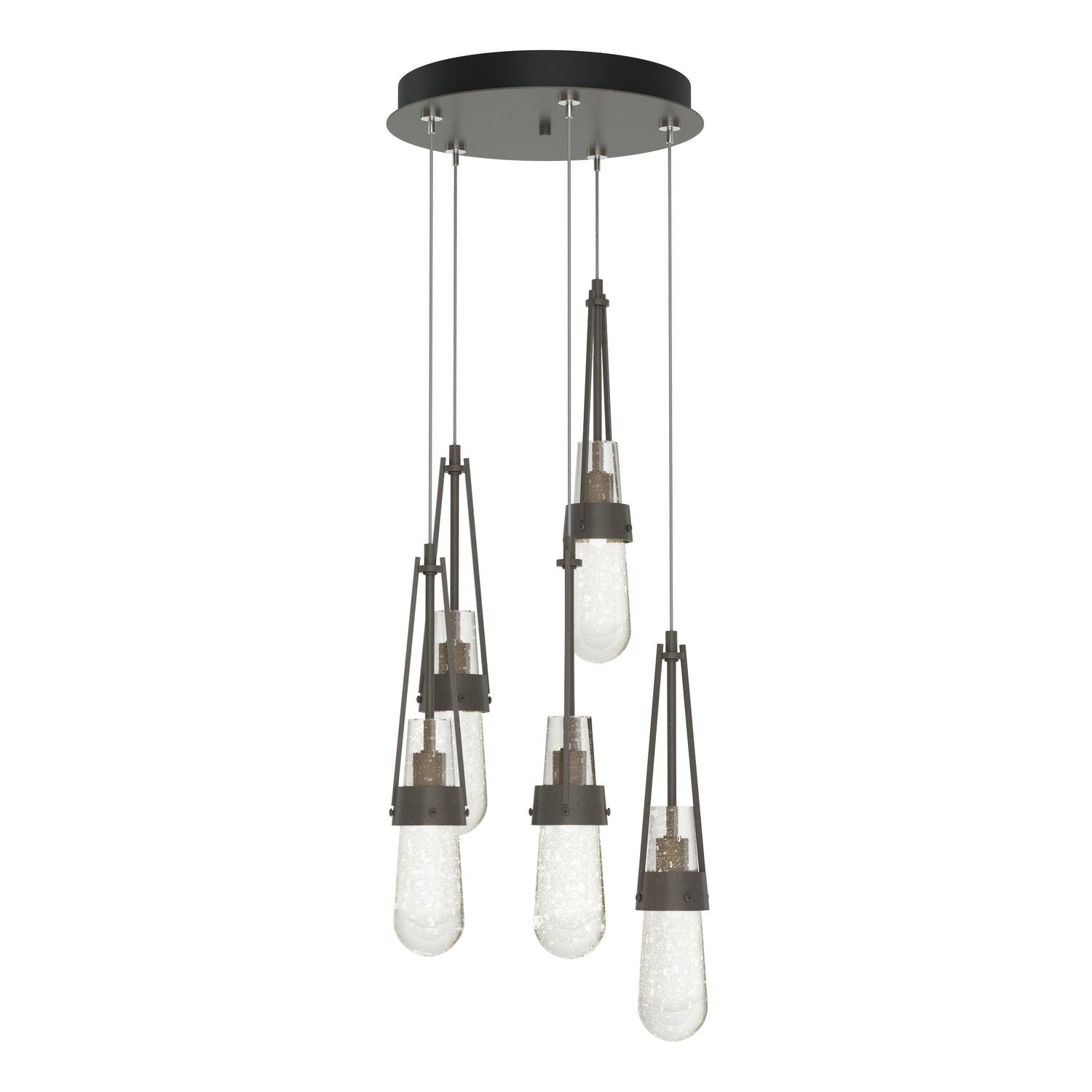 Hubbardton Forge - 131120-SKT-STND-07-YG0434 - Link 5-Light Blown Glass Pendant - Link - Dark Smoke