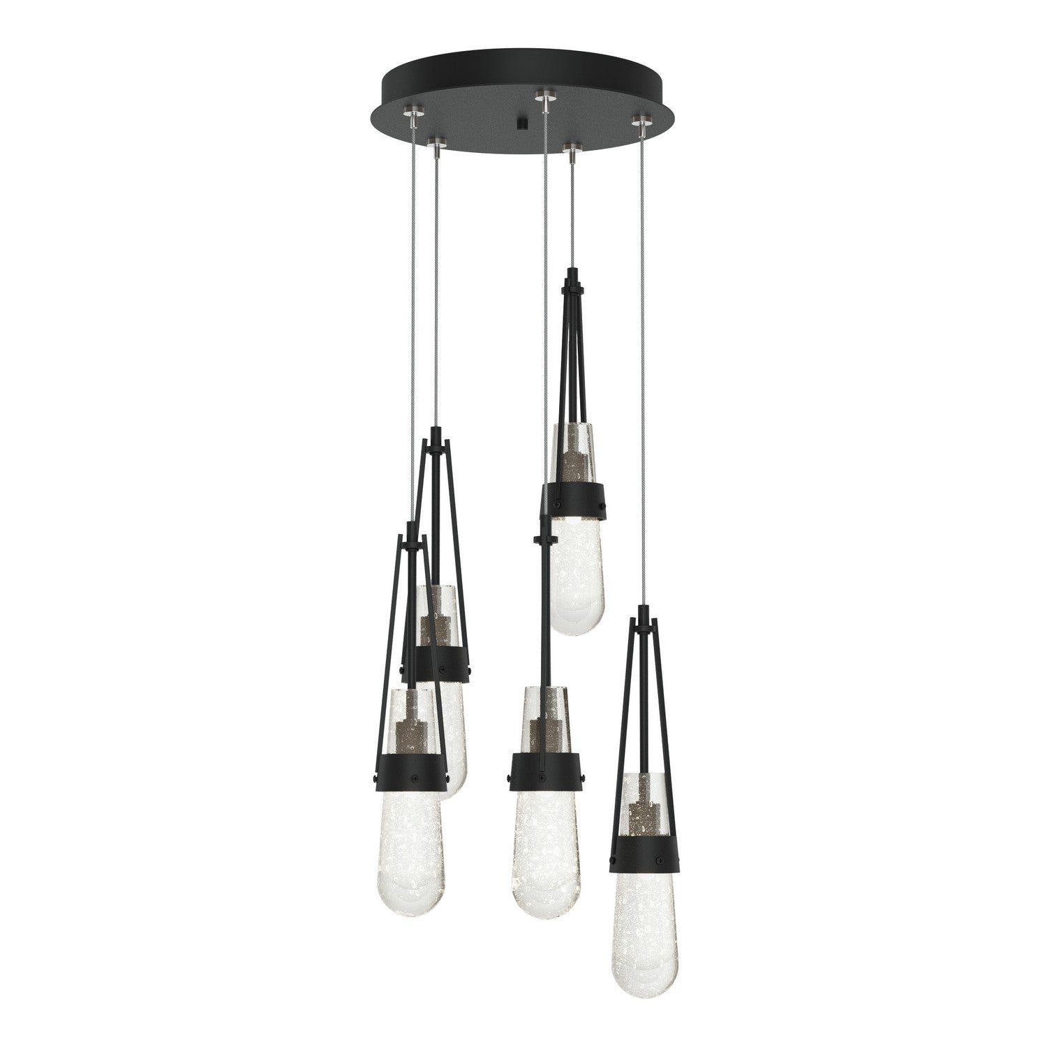 Hubbardton Forge - 131120-SKT-STND-10-YG0434 - Link 5-Light Blown Glass Pendant - Link - Black