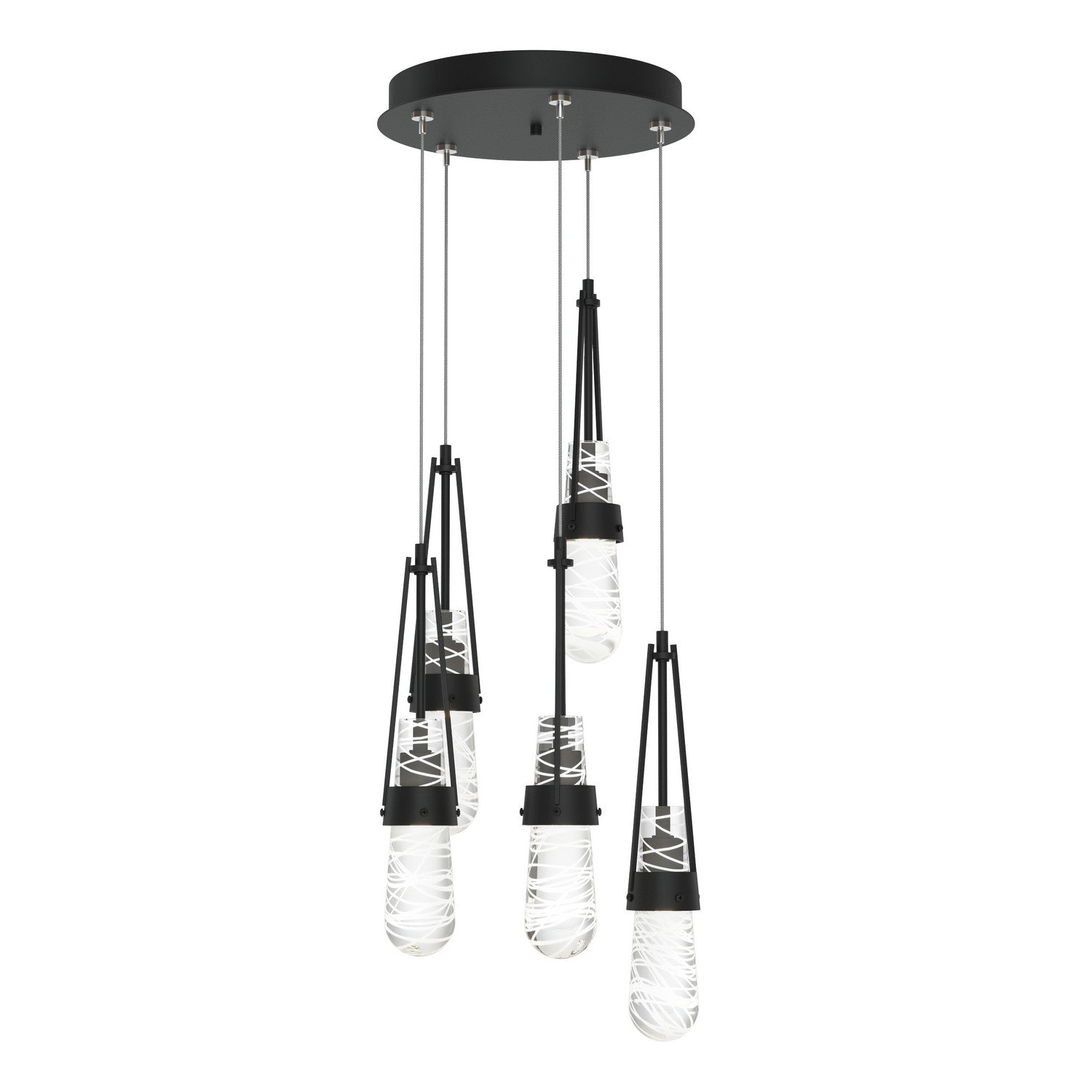 Hubbardton Forge - 131120-SKT-STND-10-YJ0434 - Link 5-Light Blown Glass Pendant - Link - Black