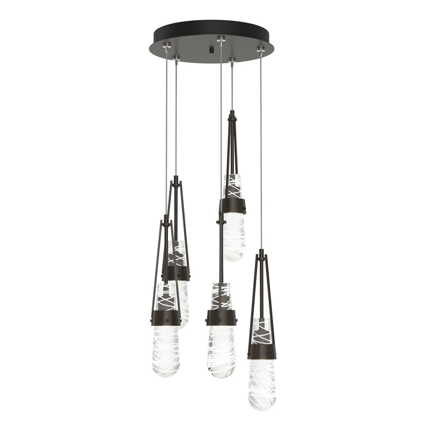 Hubbardton Forge - 131120-SKT-STND-14-YJ0434 - Link 5-Light Blown Glass Pendant - Link - Oil Rubbed Bronze