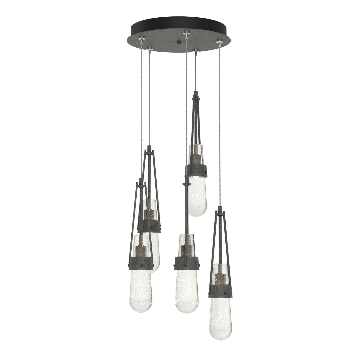 Hubbardton Forge - 131120-SKT-STND-20-YG0434 - Link 5-Light Blown Glass Pendant - Link - Natural Iron