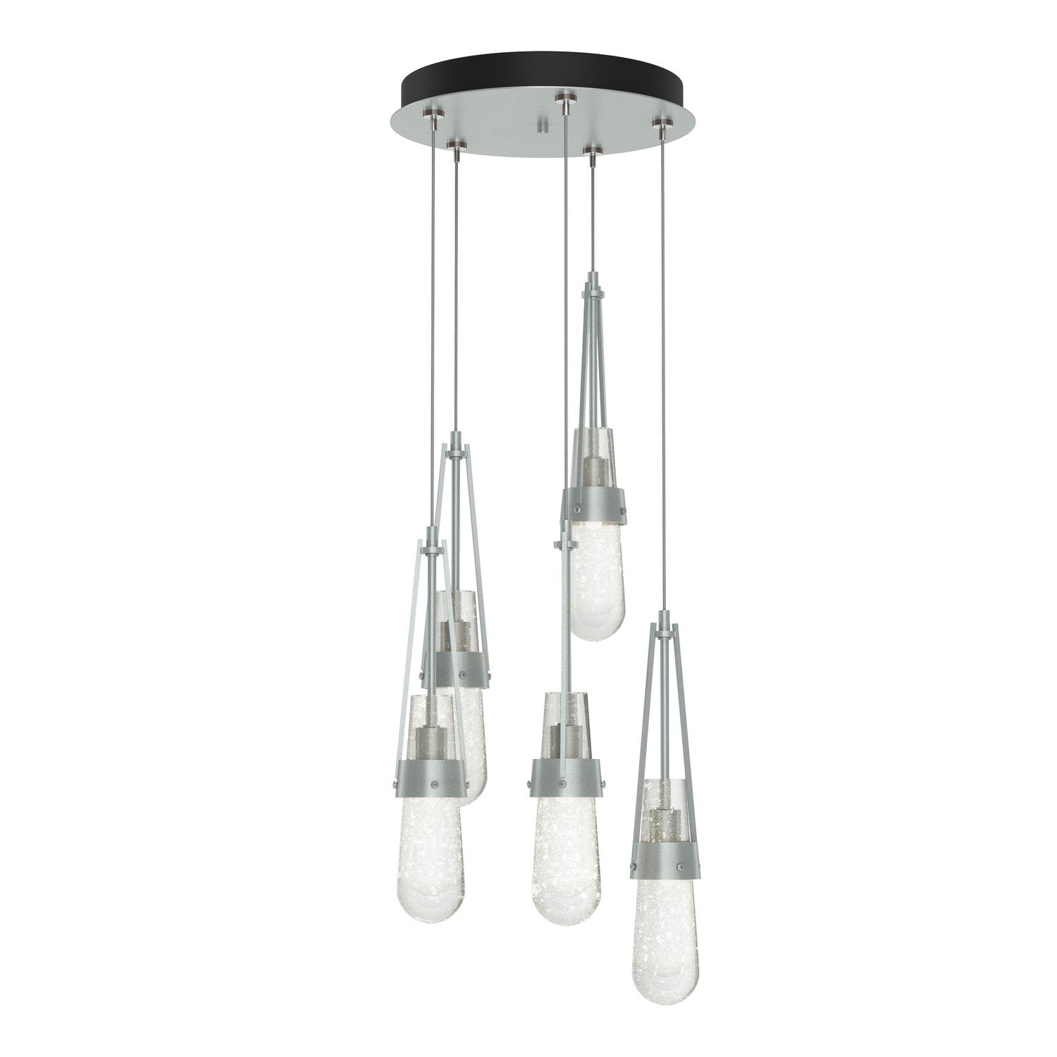 Hubbardton Forge - 131120-SKT-STND-82-YG0434 - Link 5-Light Blown Glass Pendant - Link - Vintage Platinum