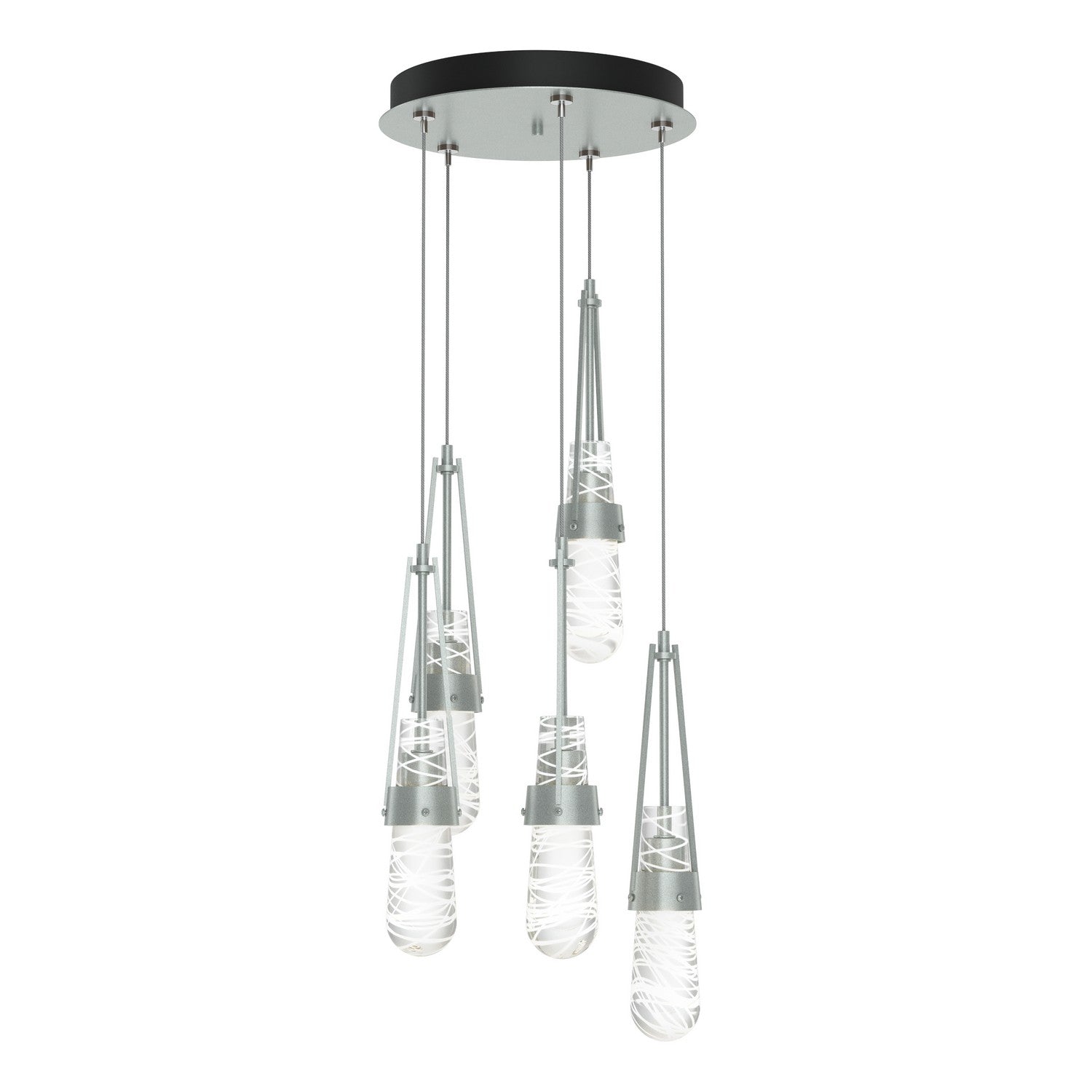 Hubbardton Forge - 131120-SKT-STND-82-YJ0434 - Link 5-Light Blown Glass Pendant - Link - Vintage Platinum