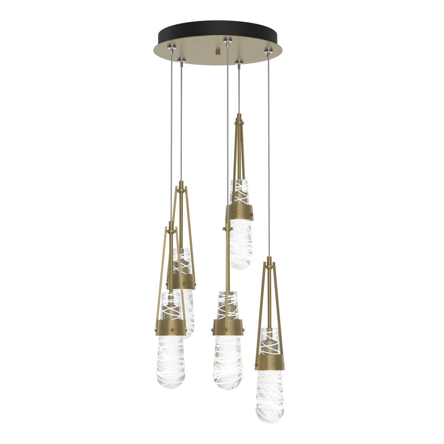 Hubbardton Forge - 131120-SKT-STND-84-YJ0434 - Link 5-Light Blown Glass Pendant - Link - Soft Gold