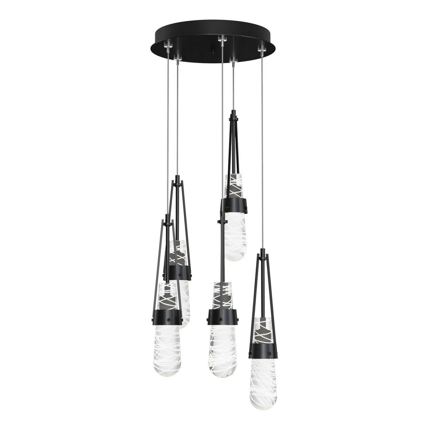 Hubbardton Forge - 131120-SKT-STND-89-YJ0434 - Link 5-Light Blown Glass Pendant - Link - Ink