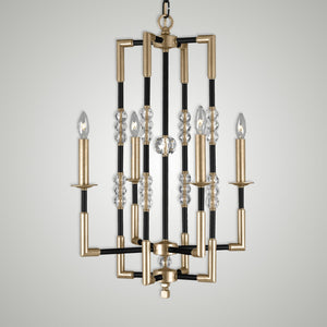 American Brass & Crystal - CH3542-35S-36G-ST - Four Light Chandelier - Magro - Old Bronze (Black) with Old Brass