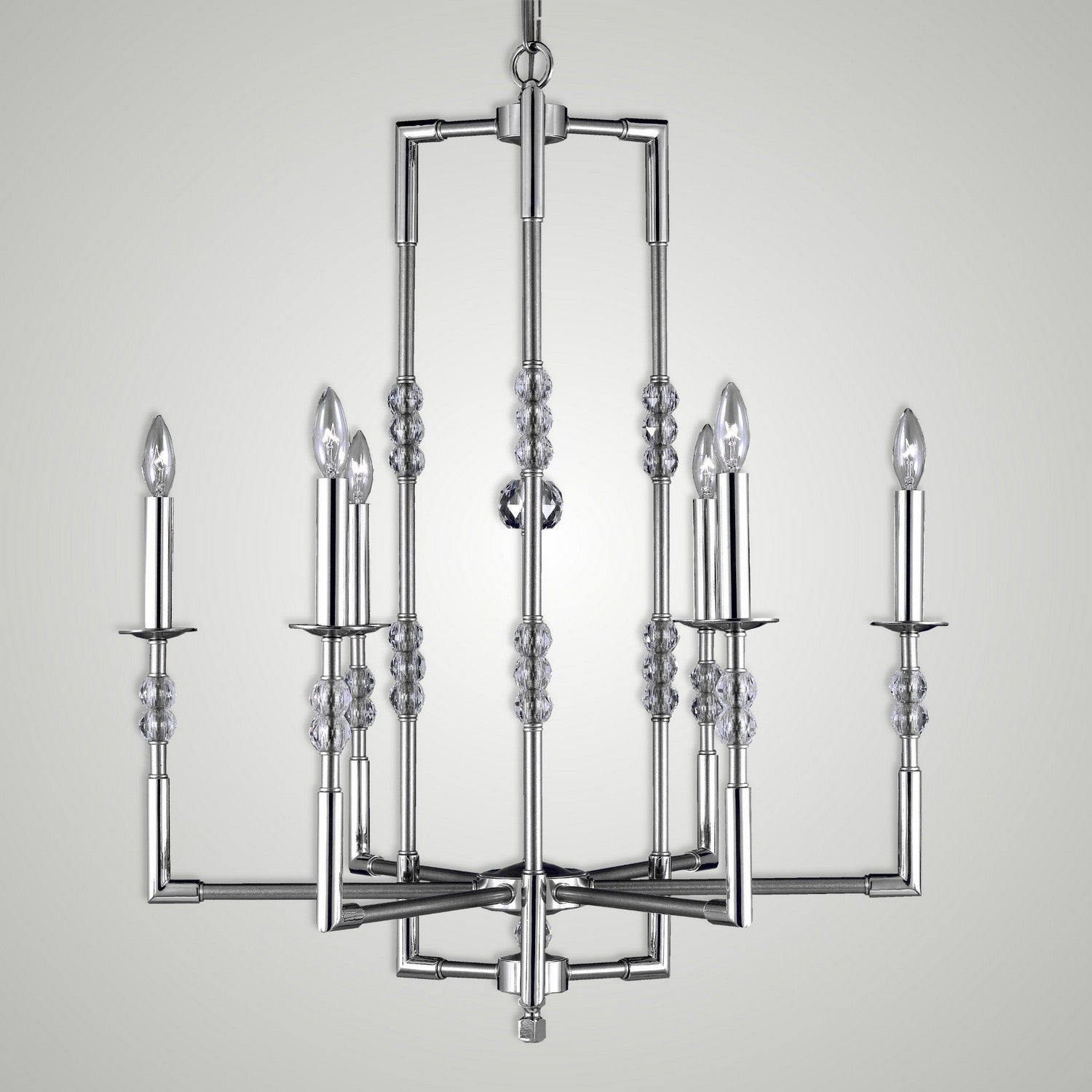 American Brass & Crystal - CH3543-37G-38G-ST - Six Light Chandelier - Magro - Pewter with Polished Nickel