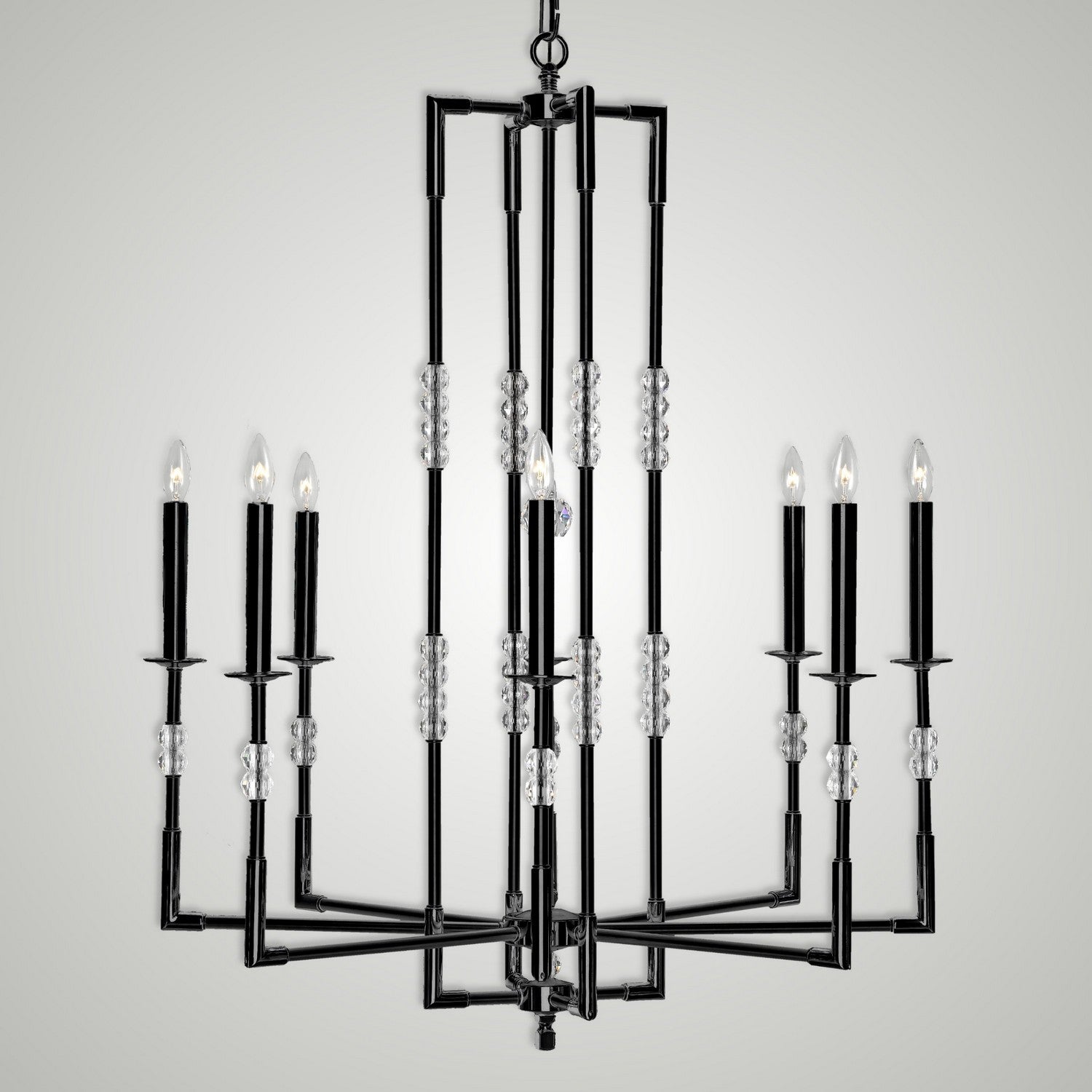 American Brass & Crystal - CH3544-35S-ST - Eight Light Chandelier - Magro - Old Bronze (Black)