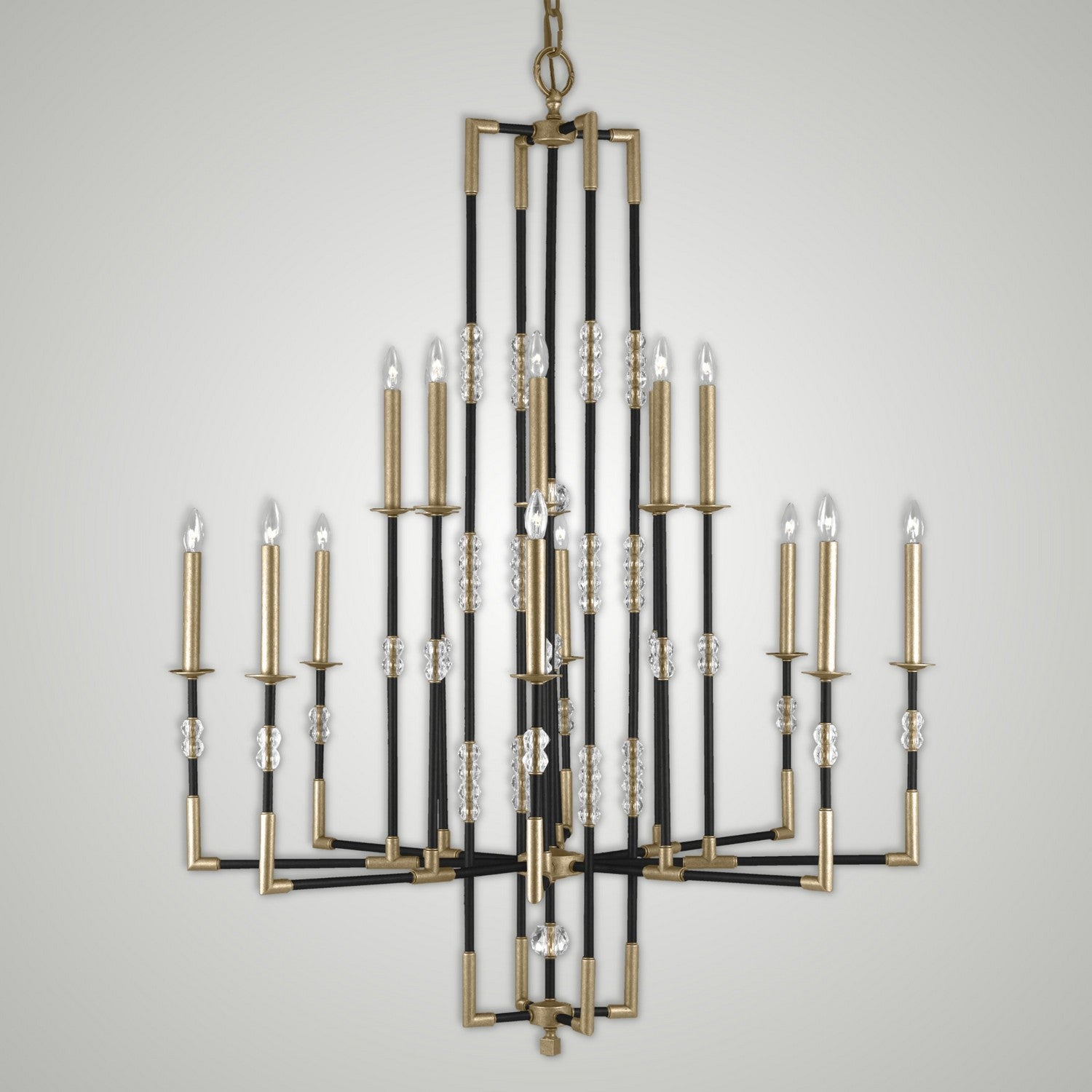 American Brass & Crystal - CH3545-35S-36G-ST - 16 Light Chandelier - Magro - Old Bronze (Black) with Old Brass