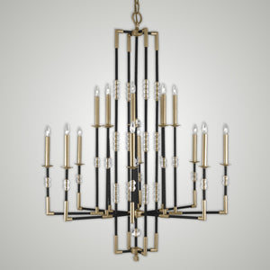 American Brass & Crystal - CH3545-35S-36G-ST - 16 Light Chandelier - Magro - Old Bronze (Black) with Old Brass