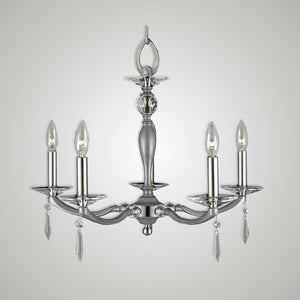 American Brass & Crystal - CH5323-U-37G-38G-ST - Five Light Chandelier - Kensington - Pewter with Polished Nickel