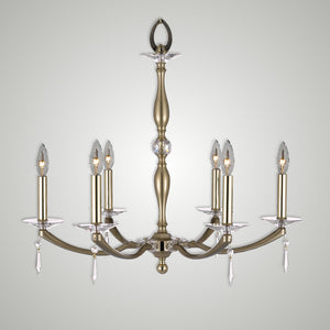 American Brass & Crystal - CH5325-U-36G-32G-ST - Six Light Chandelier - Kensington - Old Brass with Polished Brass