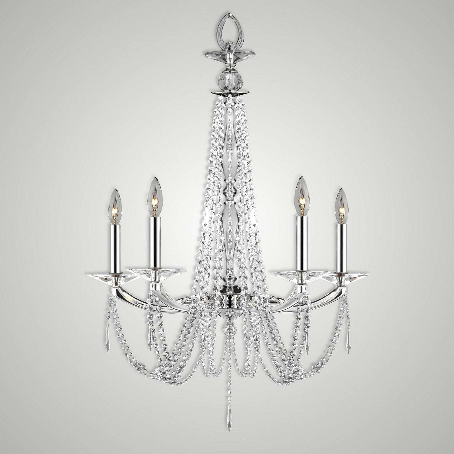 American Brass & Crystal - CH5373-U-38G-ST - Five Light Chandelier - Kensington - Polished Nickel