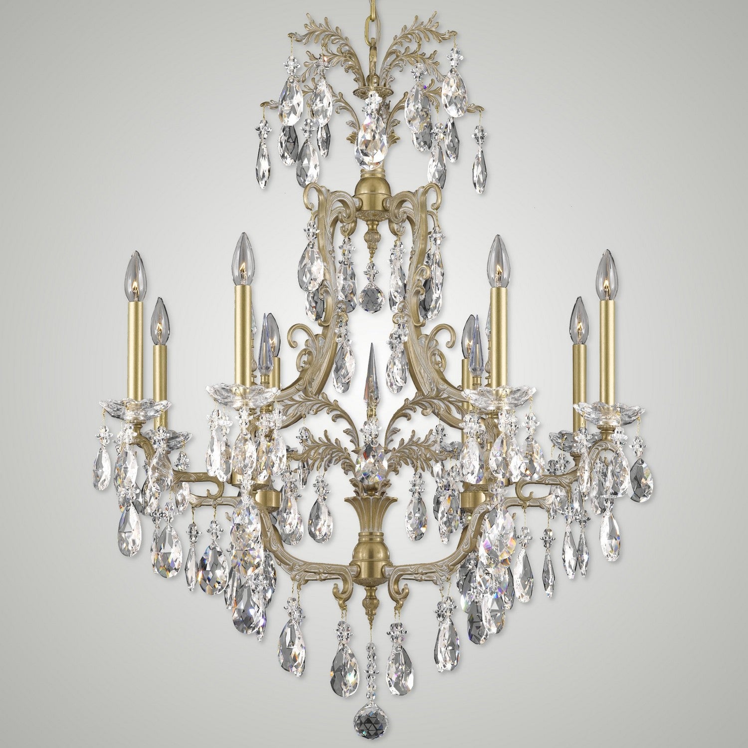 American Brass & Crystal - CH7613-O-04G-ST - Eight Light Chandelier - Parisian - Antique White Glossy