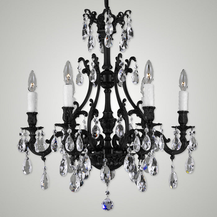 American Brass & Crystal - CH9631-O-05S-PI - Six Light Chandelier - Chateau - Old Bronze(Black)