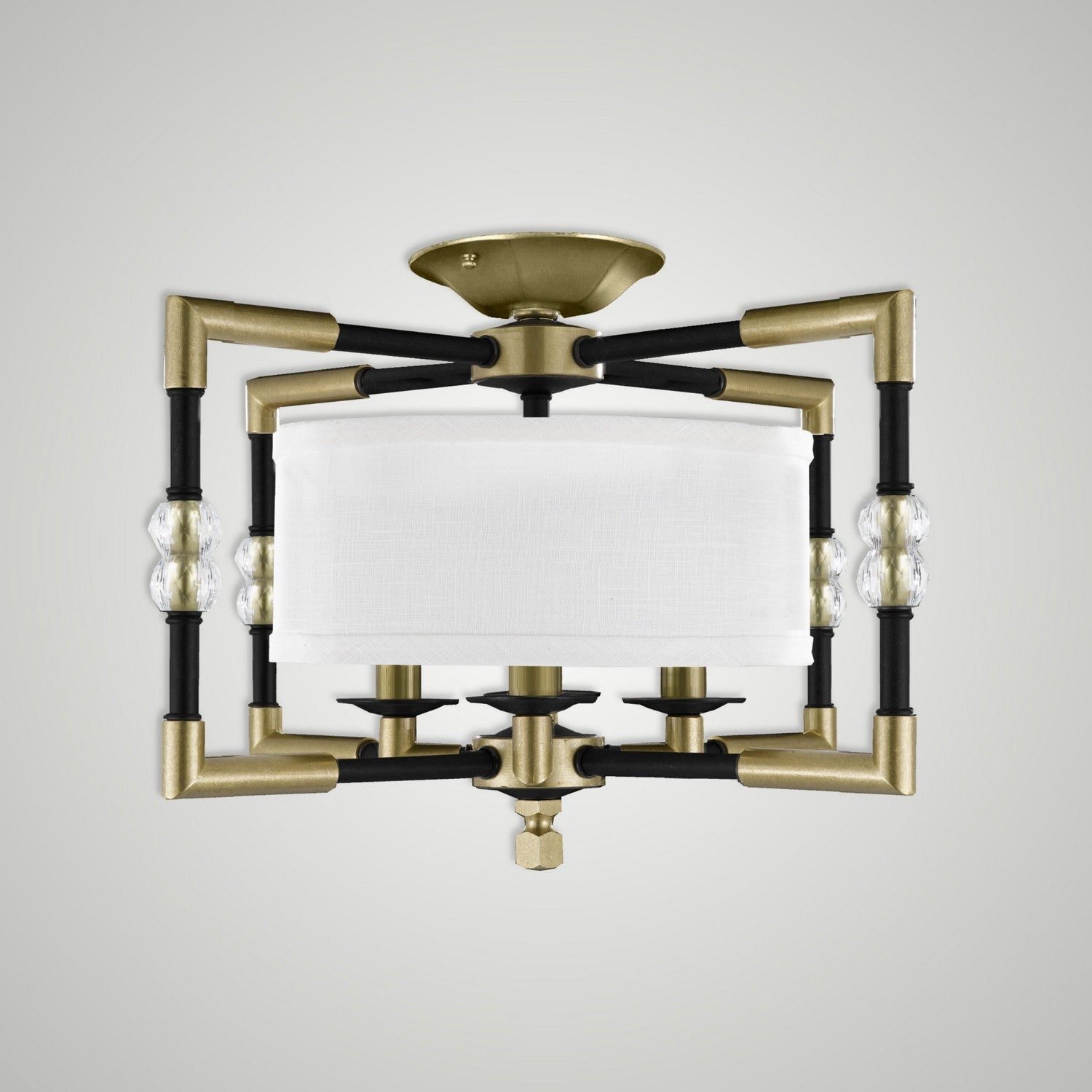 American Brass & Crystal - FM3702-35S-36G-ST-HL - Four Light Semi-Flush Mount - Magro - Old Bronze (Black) with Old Brass