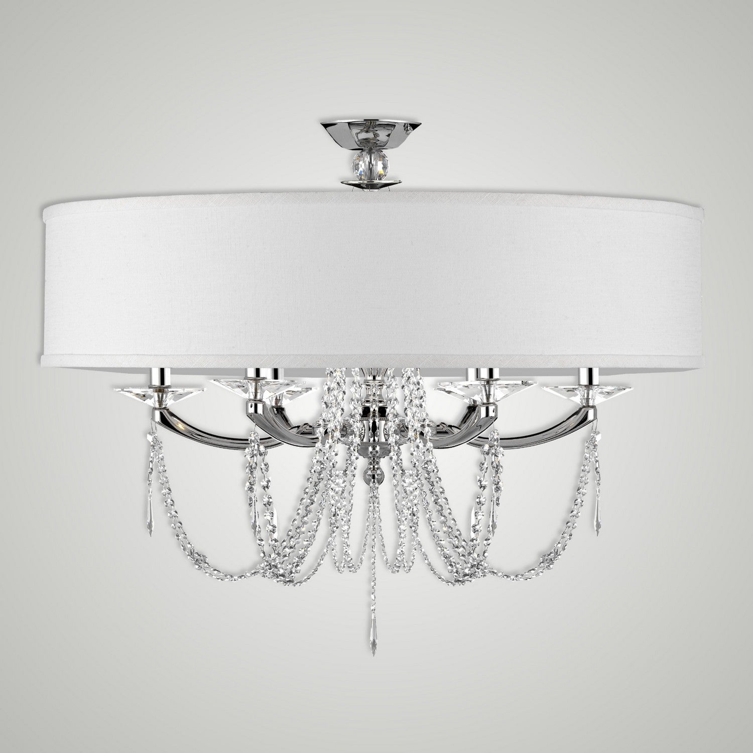 American Brass & Crystal - FM5476-U-38G-ST-HL - Six Light Semi-Flush Mount - Kensington - Polished Nickel