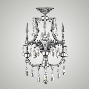 American Brass & Crystal - FM7610-O-10G-ST - Three Light Semi-Flush Mount - Parisian - Antique Silver