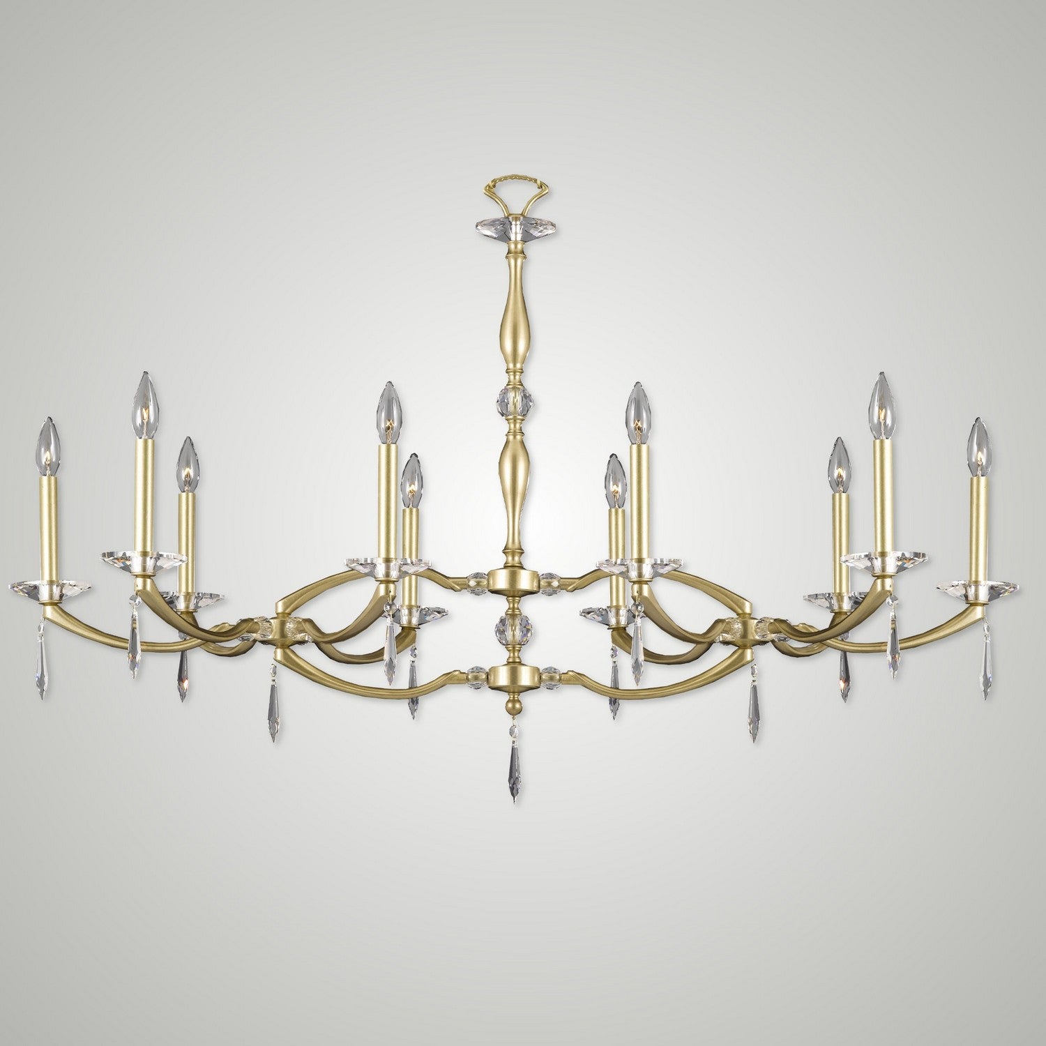 American Brass & Crystal - IL5347-U-36G-ST - Ten Light Linear Chandelier - Kensington - Old Brass