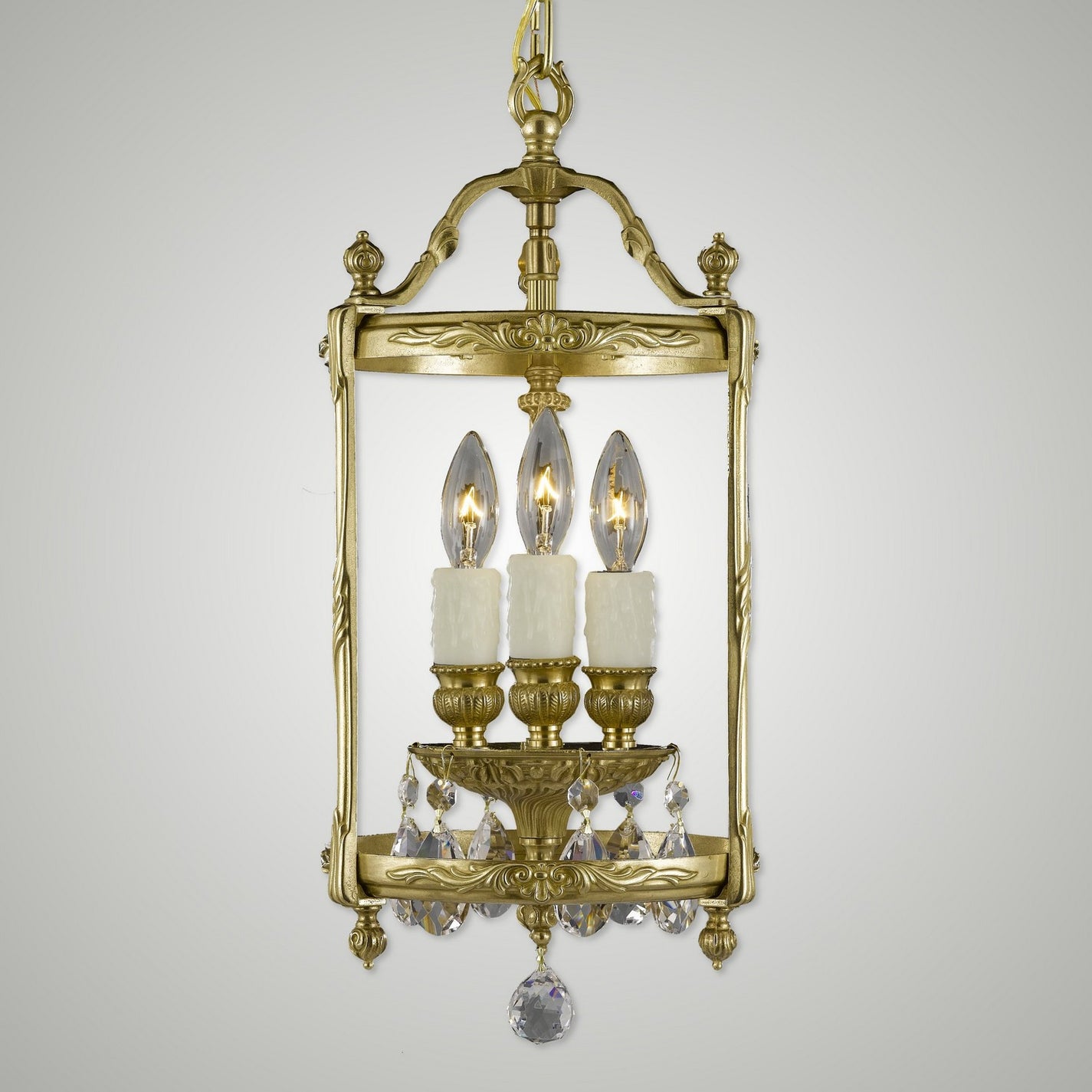 American Brass & Crystal - LT2208-O-16G-PI - Three Light Lantern - Lantern - True Brass