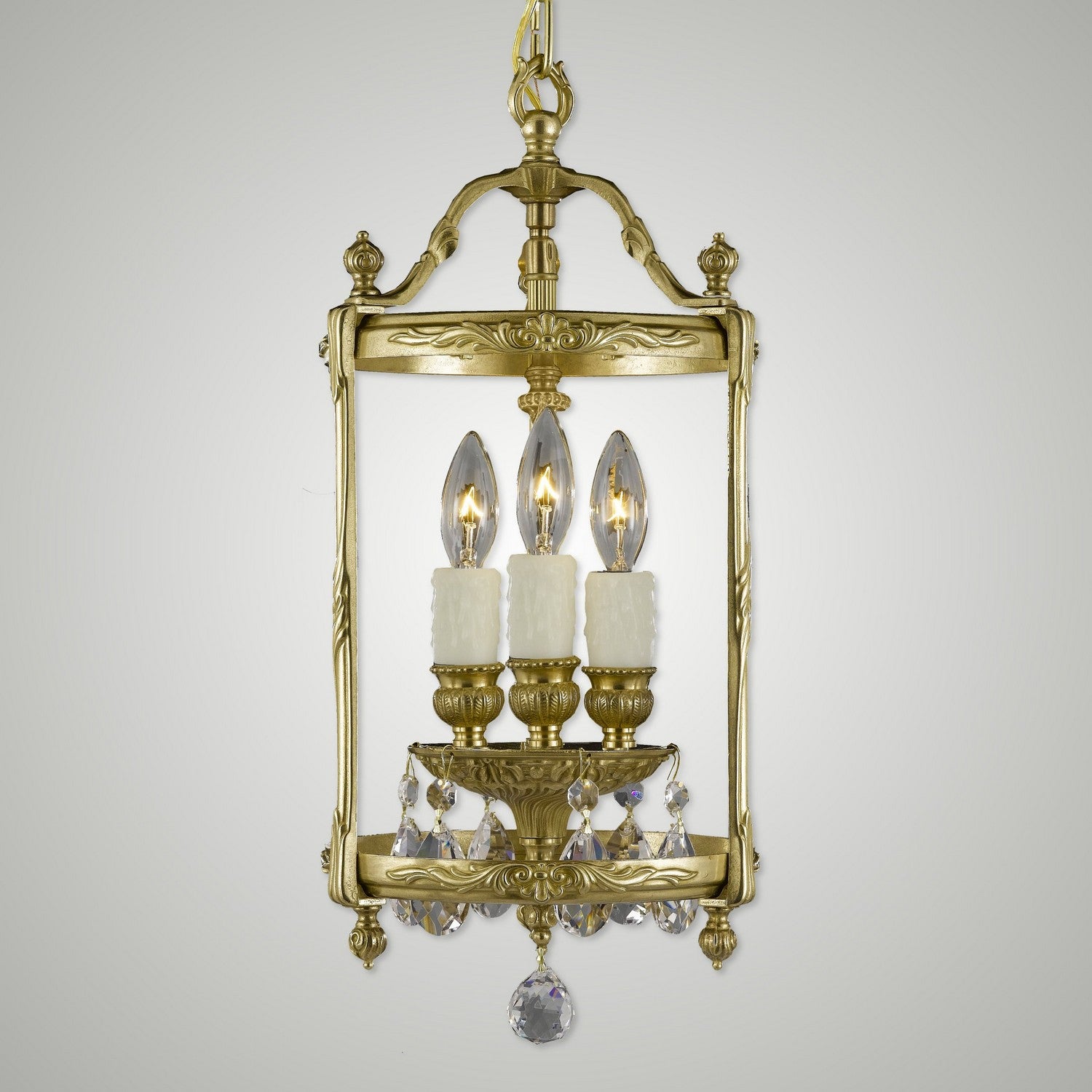 American Brass & Crystal - LT2208-O-16G-PI - Three Light Lantern - Lantern - True Brass