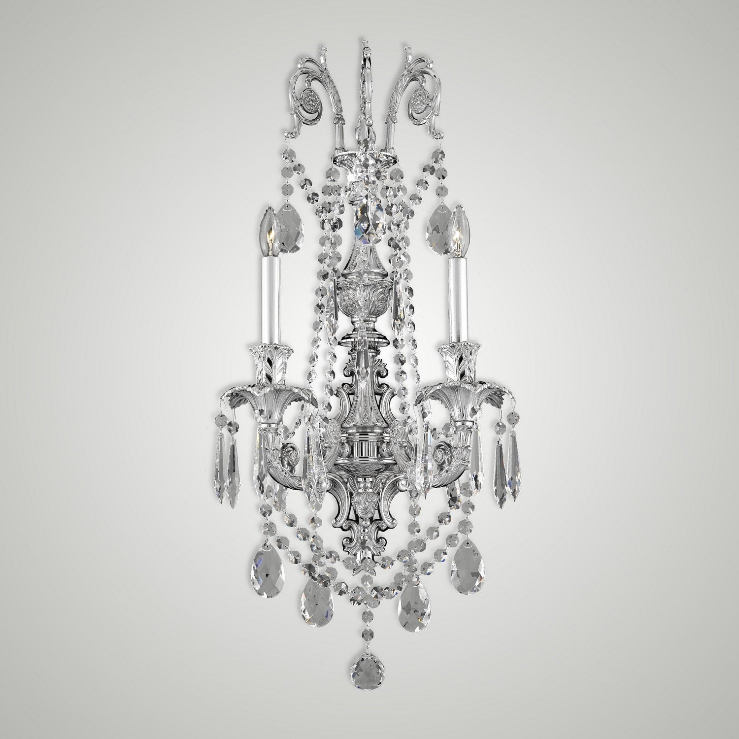 American Brass & Crystal - WS2082-O-U-08G-ST - Two Light Wall Sconce - Finisterra - Silver