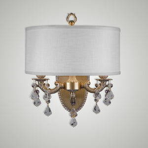 American Brass & Crystal - WS6532-A-04G-PI-HL - Two Light Wall Sconce - Llydia - Antique White Glossy