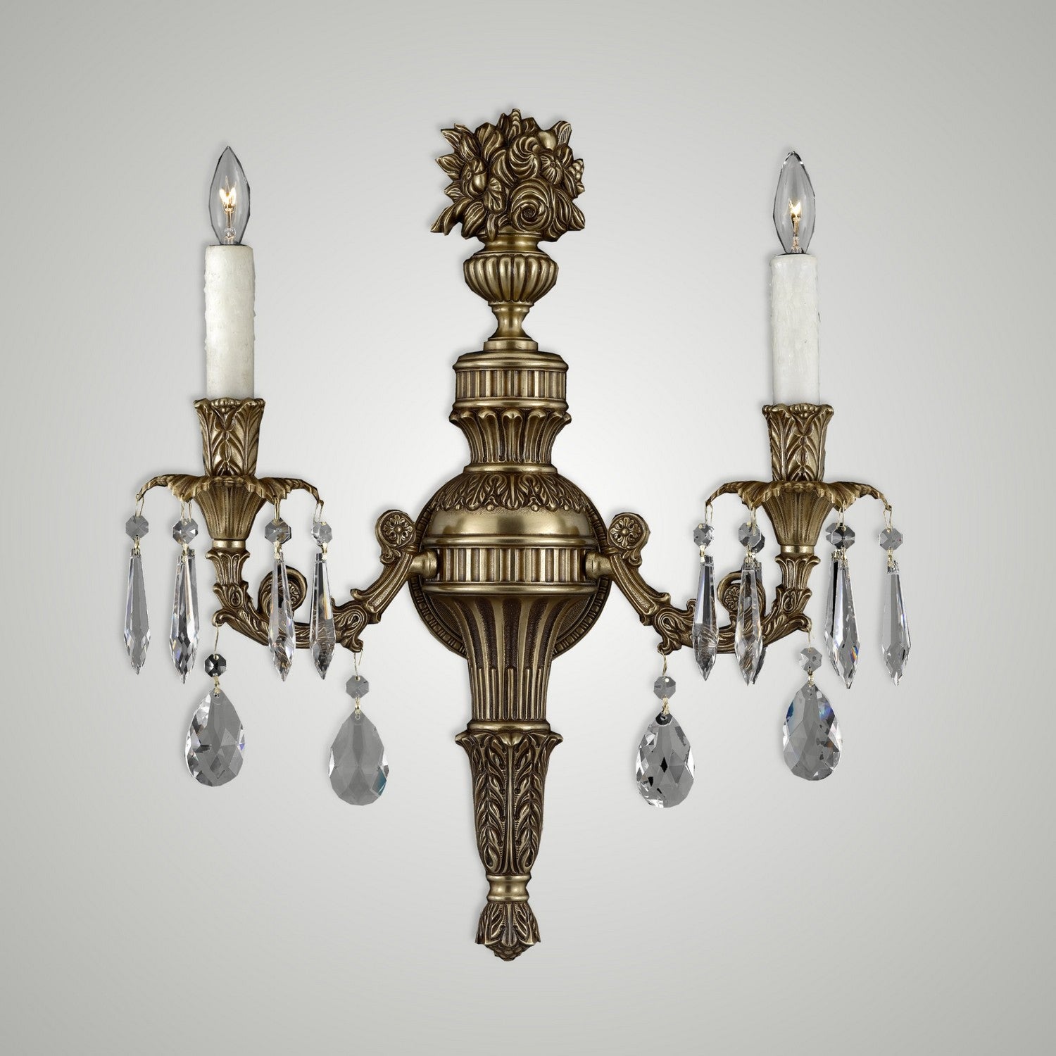 American Brass & Crystal - WS9062-O-U-03G-PI - Two Light Wall Sconce - Finisterra - French Gold Glossy