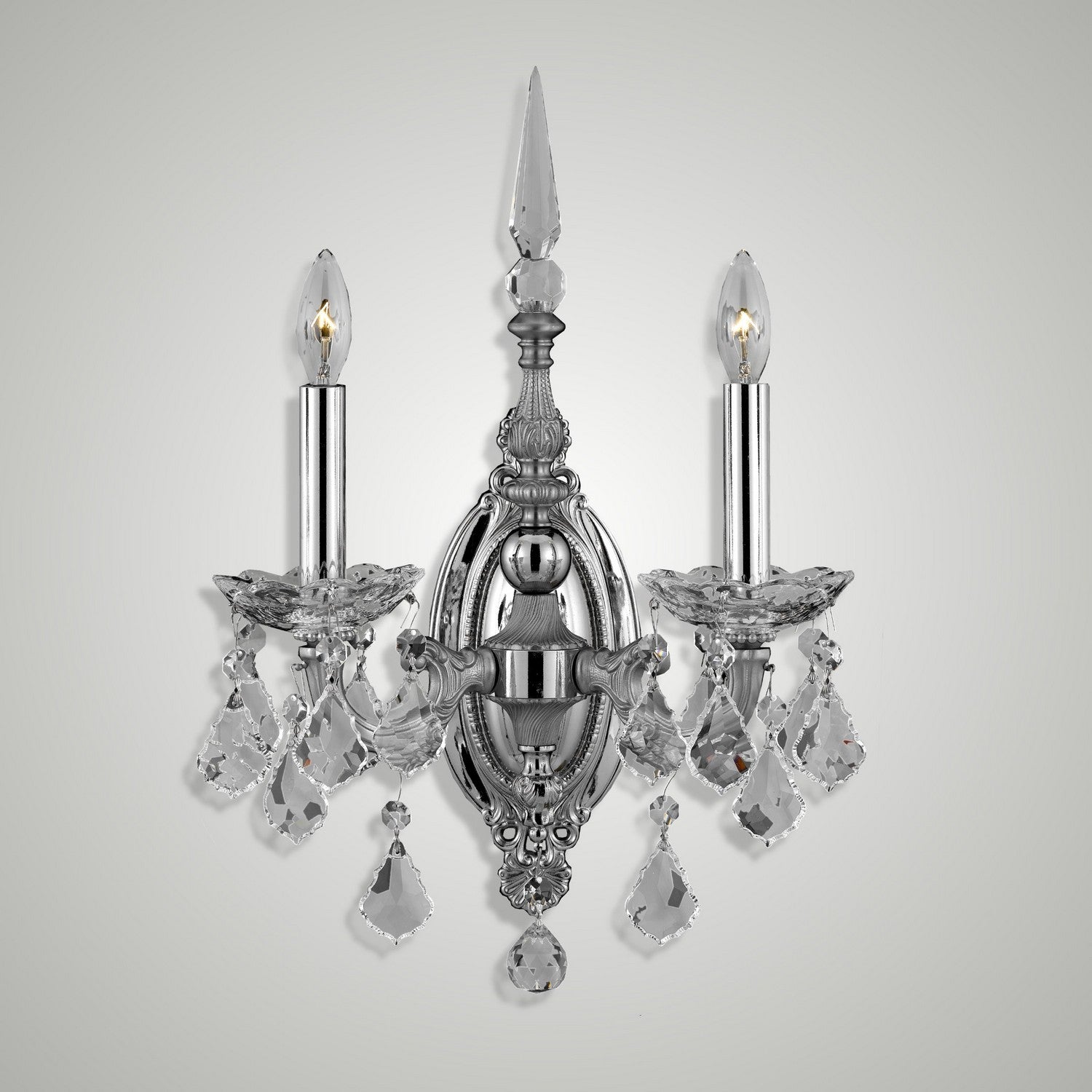 American Brass & Crystal - WS9392-A-08G-ST - Two Light Wall Sconce - Venetian - Silver