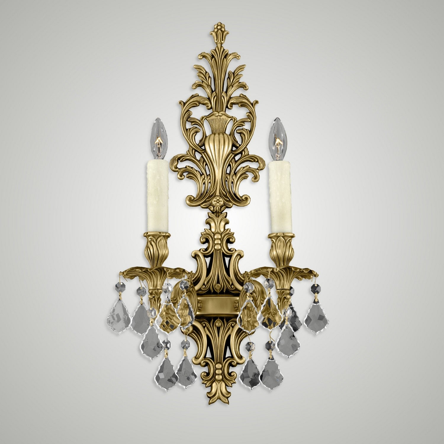 American Brass & Crystal - WS9485-A-16G-PI - Two Light Wall Sconce - Wall Sconces - True Brass