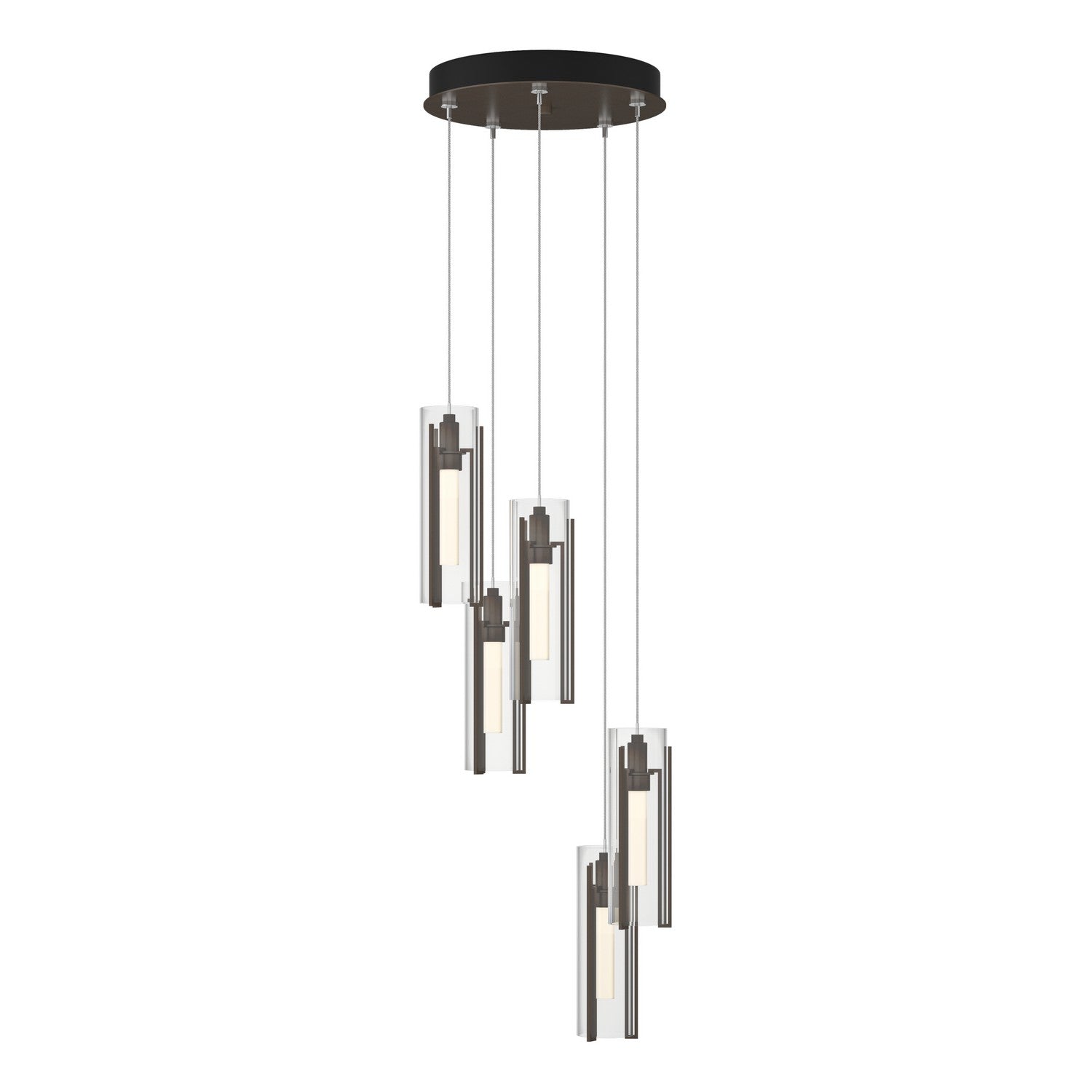 Hubbardton Forge - 131124-SKT-STND-05-ZM0065 - Exos Glass 5-Light Pendant - Exos Glass - Bronze