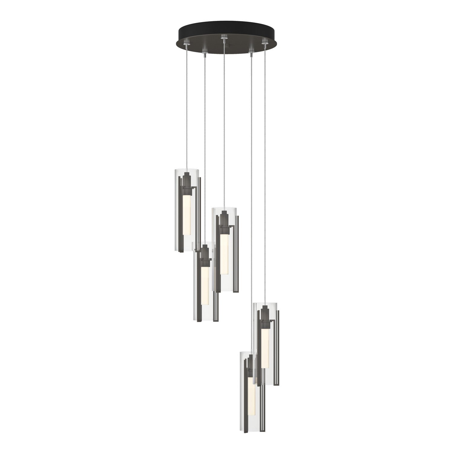 Hubbardton Forge - 131124-SKT-STND-07-ZM0065 - Exos Glass 5-Light Pendant - Exos Glass - Dark Smoke