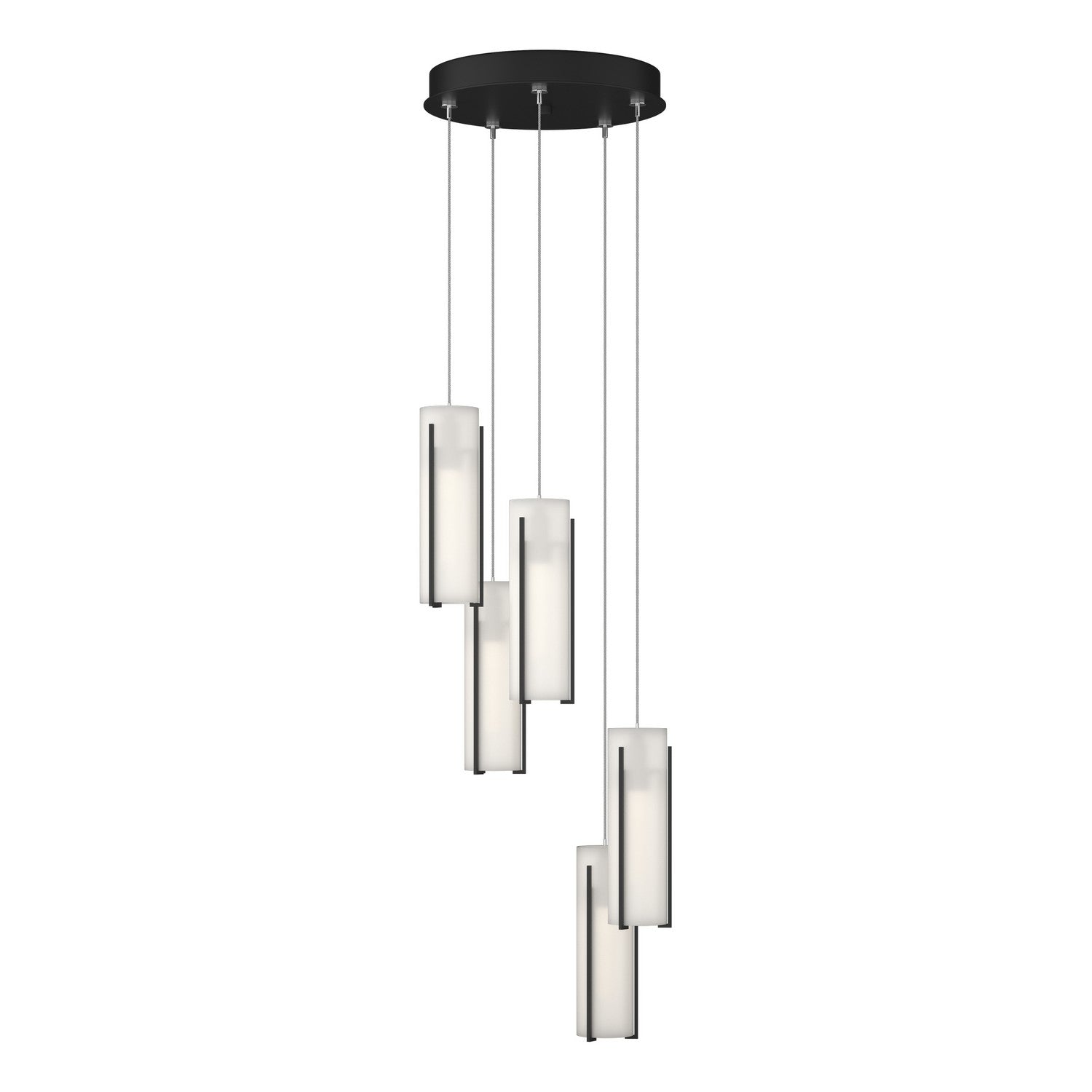 Hubbardton Forge - 131124-SKT-STND-10-GG0065 - Exos Glass 5-Light Pendant - Exos Glass - Black