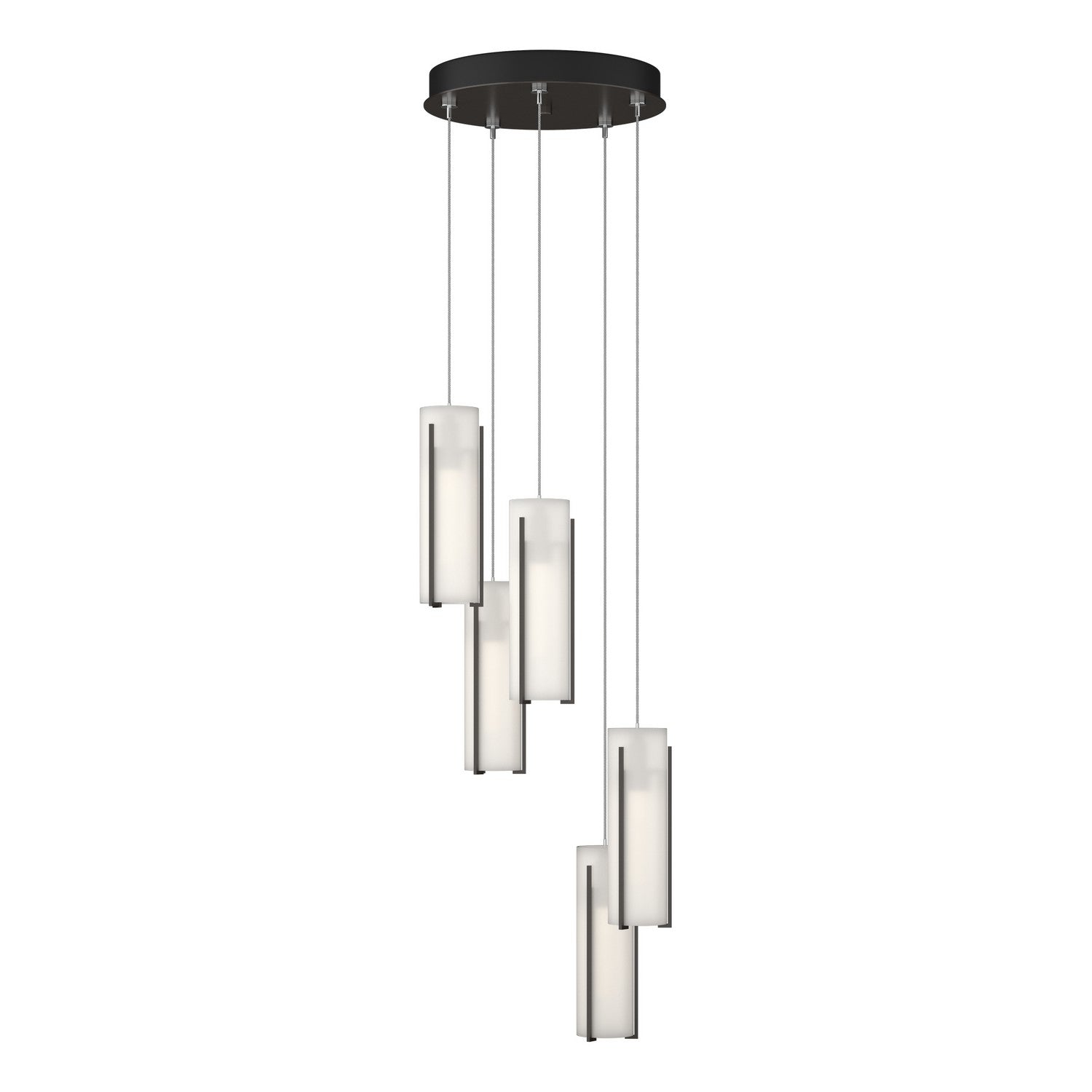 Hubbardton Forge - 131124-SKT-STND-14-GG0065 - Exos Glass 5-Light Pendant - Exos Glass - Oil Rubbed Bronze