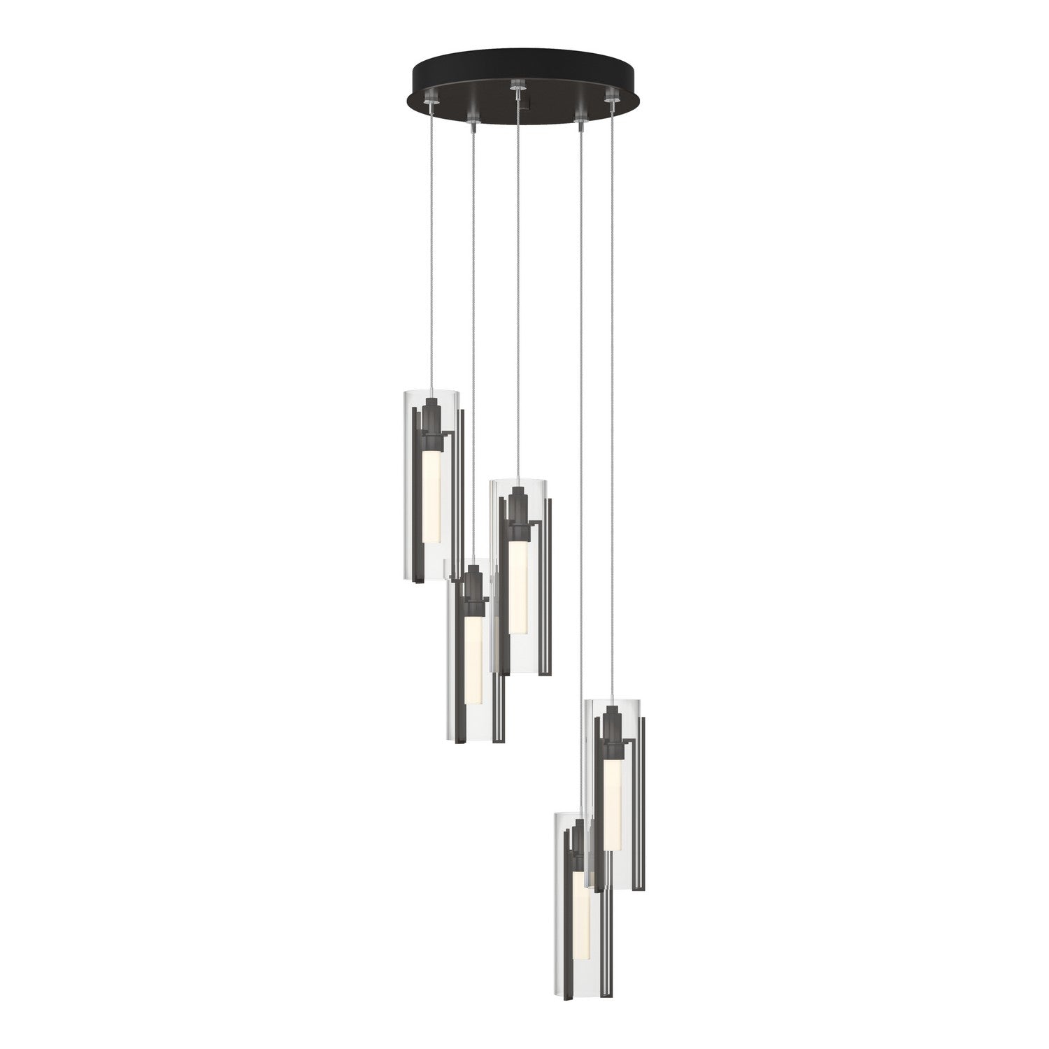 Hubbardton Forge - 131124-SKT-STND-14-ZM0065 - Exos Glass 5-Light Pendant - Exos Glass - Oil Rubbed Bronze