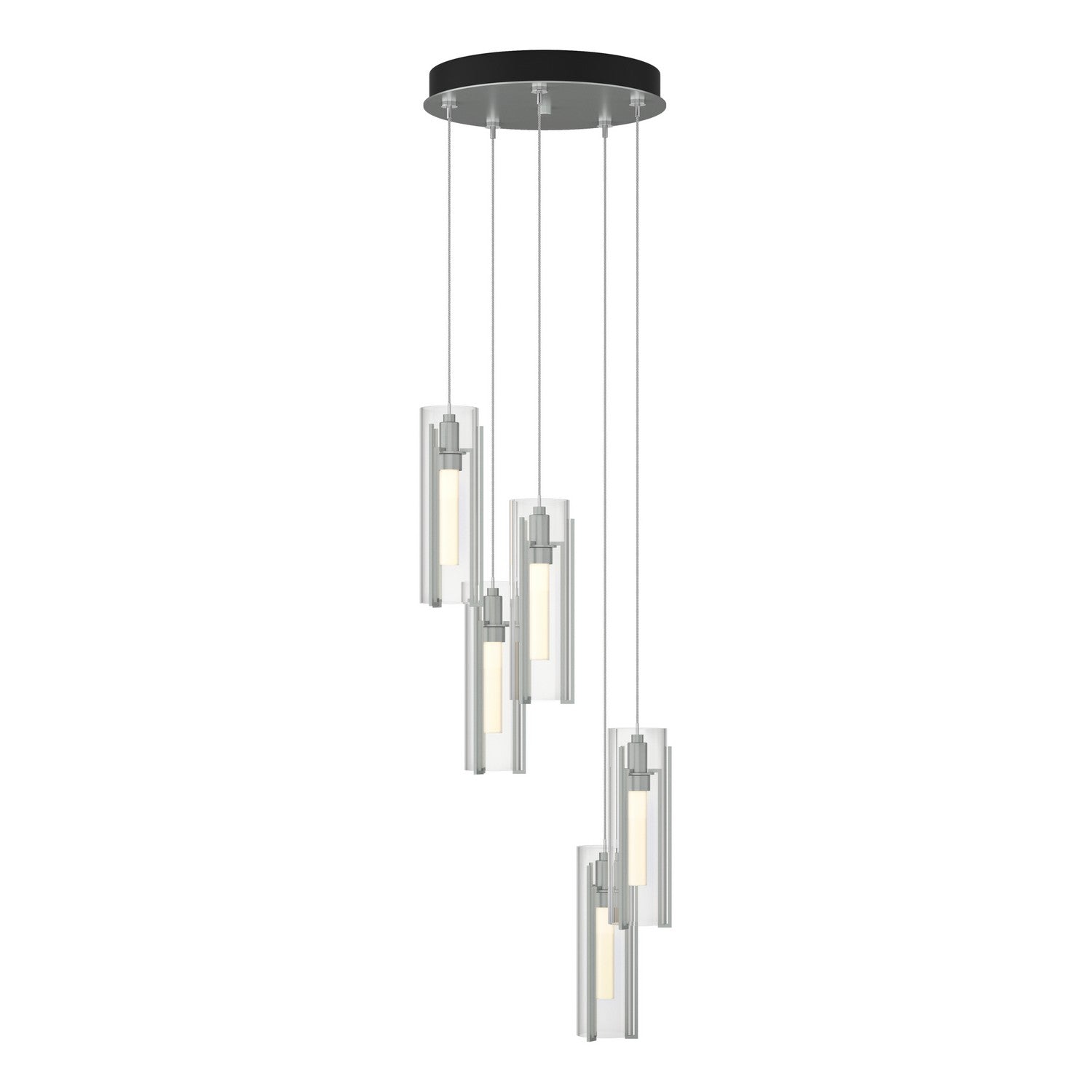 Hubbardton Forge - 131124-SKT-STND-82-ZM0065 - Exos Glass 5-Light Pendant - Exos Glass - Vintage Platinum